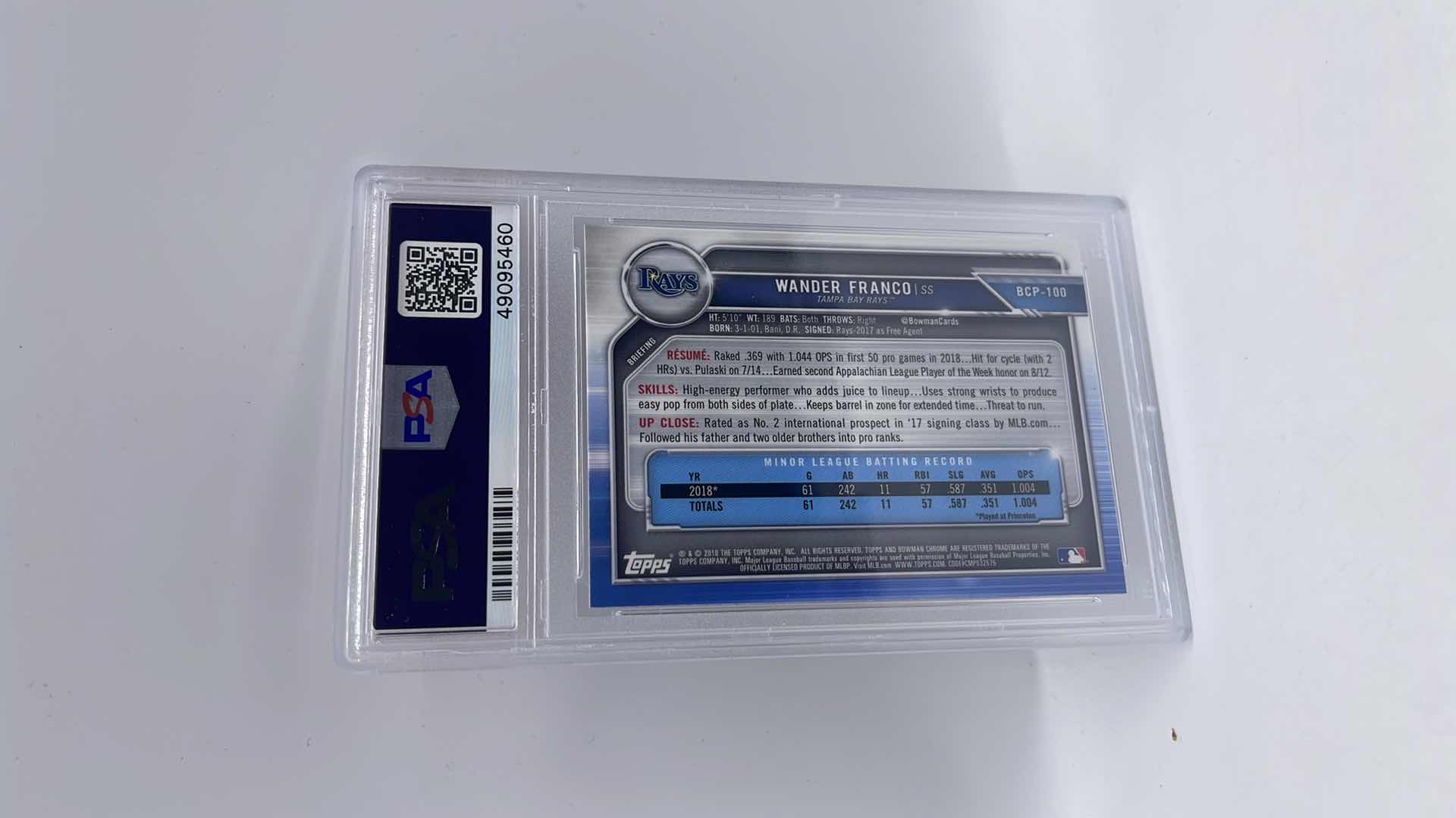 Photo 1 of 2019 BOWMAN WANDER FRANCO PROSPECTS CHROME RATED ROOKIE CARD BCP-100