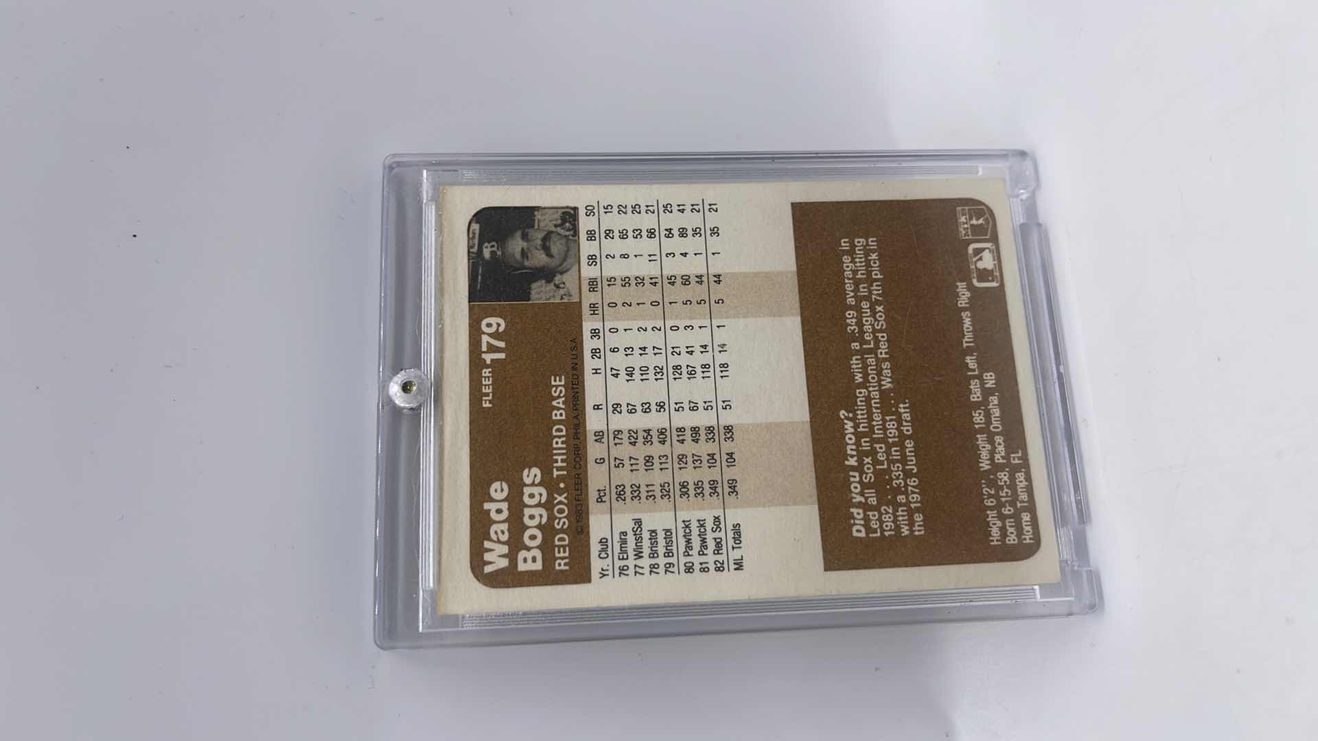 Photo 1 of 1983 WADE BOGGS FLEER ROOKIE CARD 179