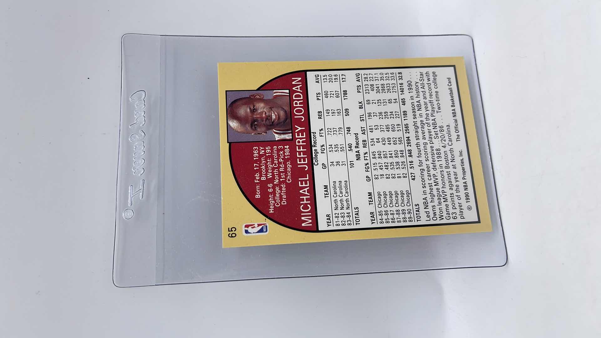 Photo 1 of 1990 MICHAEL JORDAN NBA HOOPS CARD 65