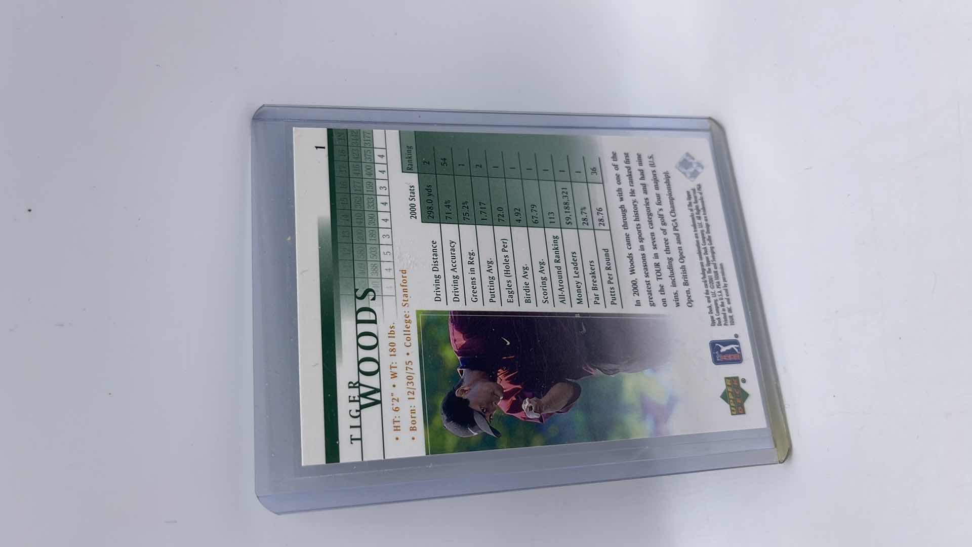 Photo 1 of 2001 TIGER WOODS UPPER DECK ROOKIE CARD 1