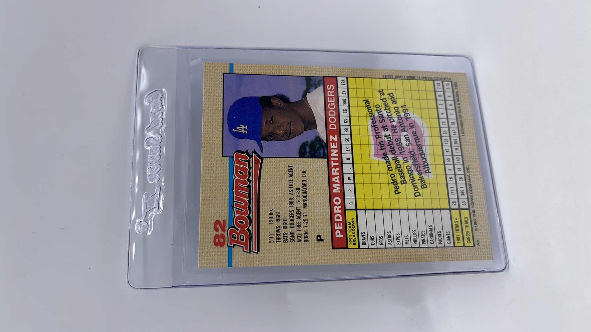 Photo 1 of 1992 PEDRO MARTINEZ BOWMAN ROOKIE CARD 82
