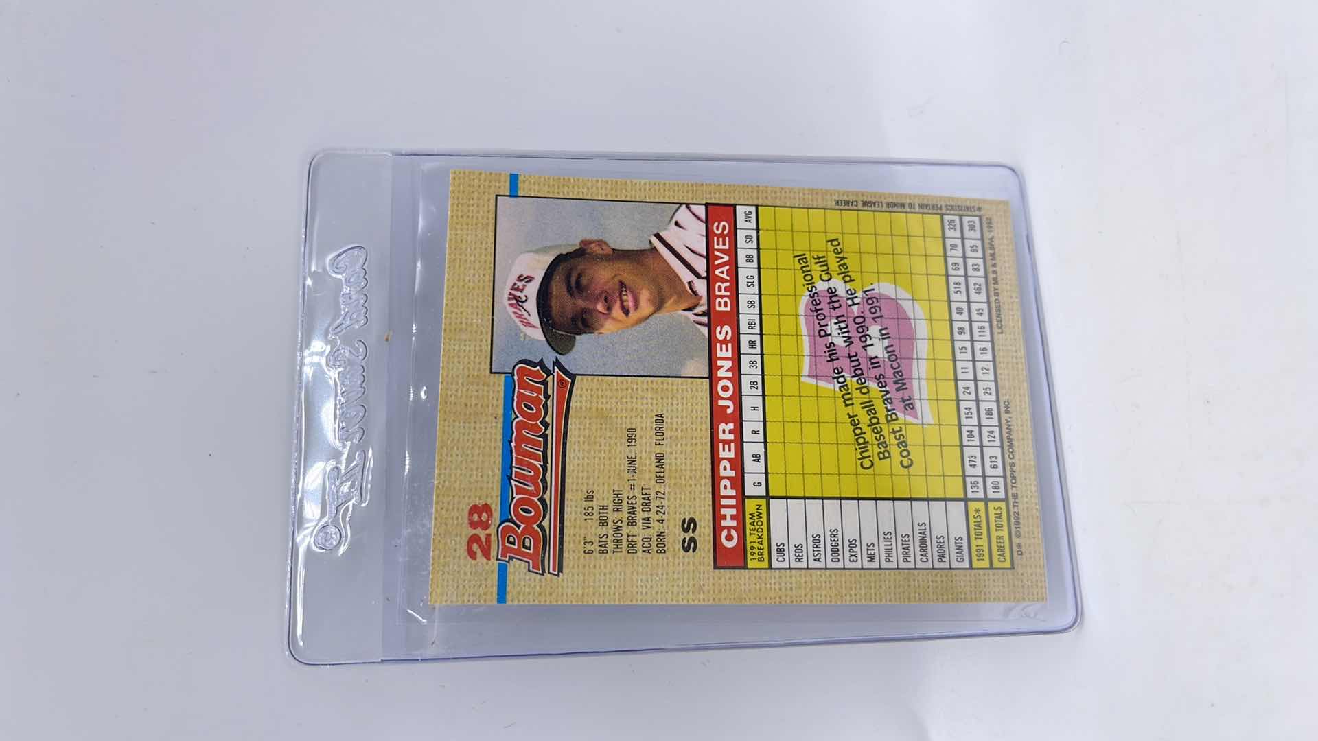 Photo 1 of 1992 CHIPPER JONES BOWMAN ROOKIE CARD 28