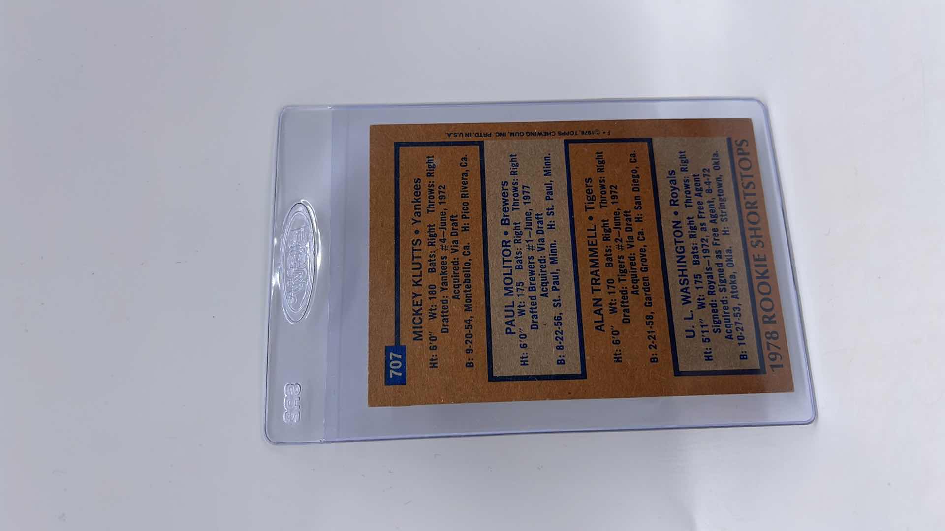 Photo 1 of 1978 PAUL MOLITOR TOPPS ROOKIE CARD 707