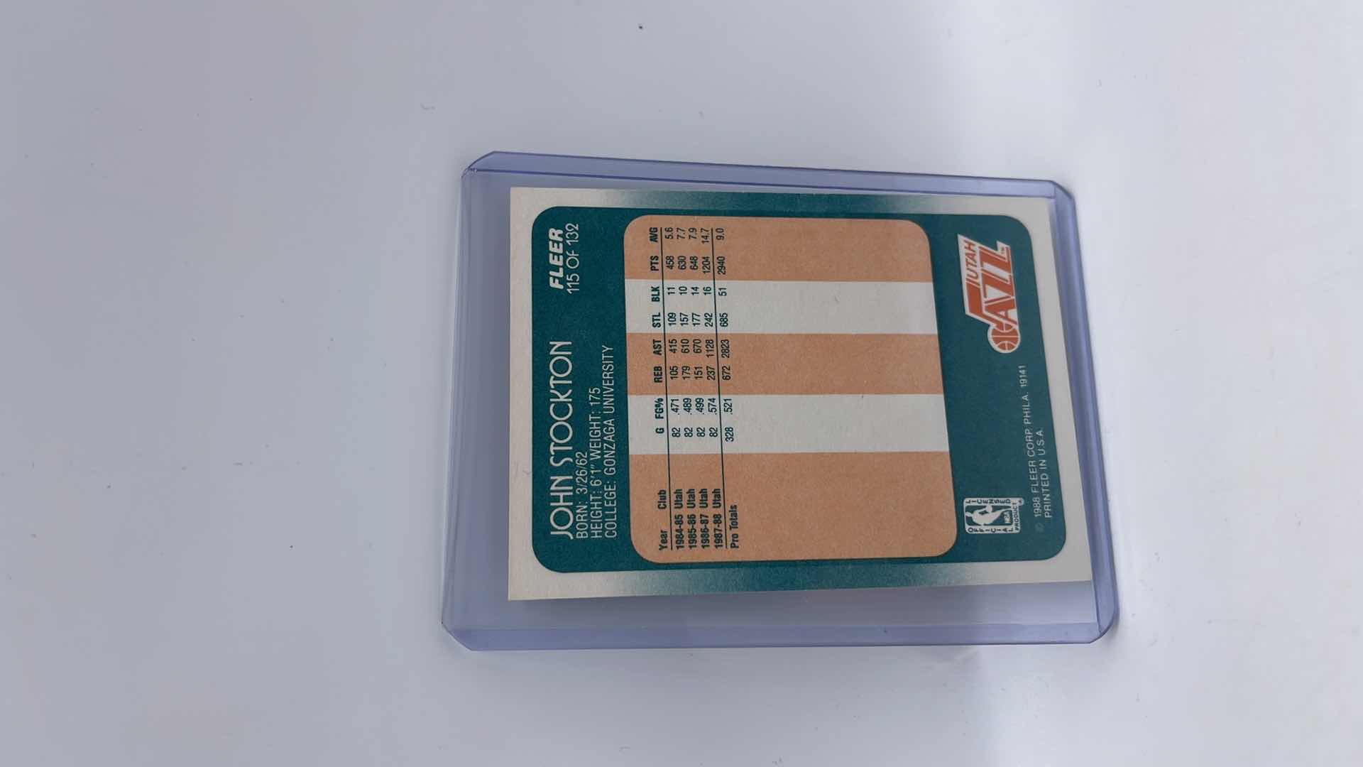 Photo 1 of 1988 JOHN STOCKTON FLEER ROOKIE CARD 115