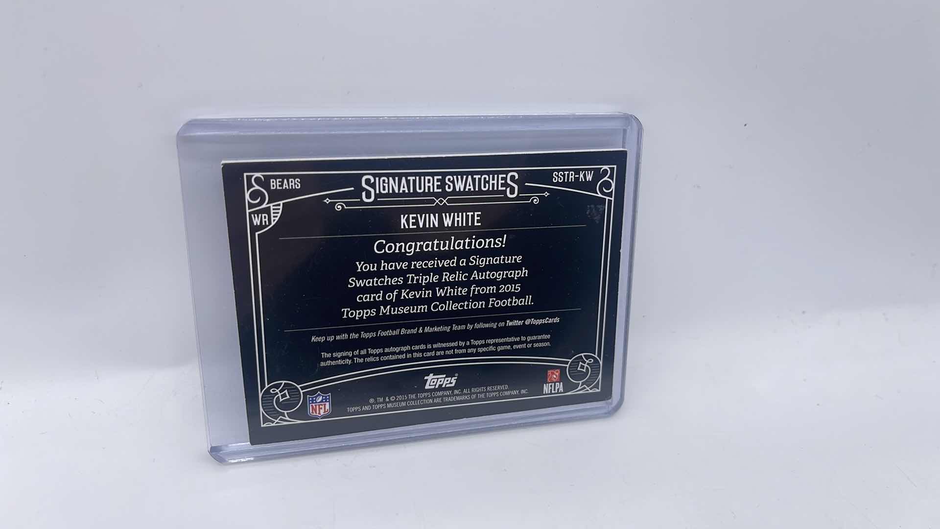 Photo 1 of 2015 KEVIN WHITE TOPPS SIGNATURE SWATCHES AUTOGRAPHED PATCH ROOKIE CARD SSTR-KW