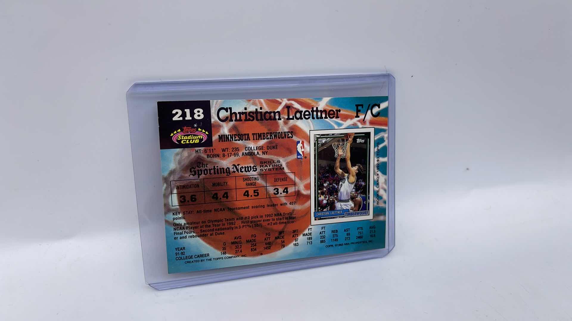 Photo 1 of 1992 CHRISTIAN LAETNER FLEER ULTRA CARD 218