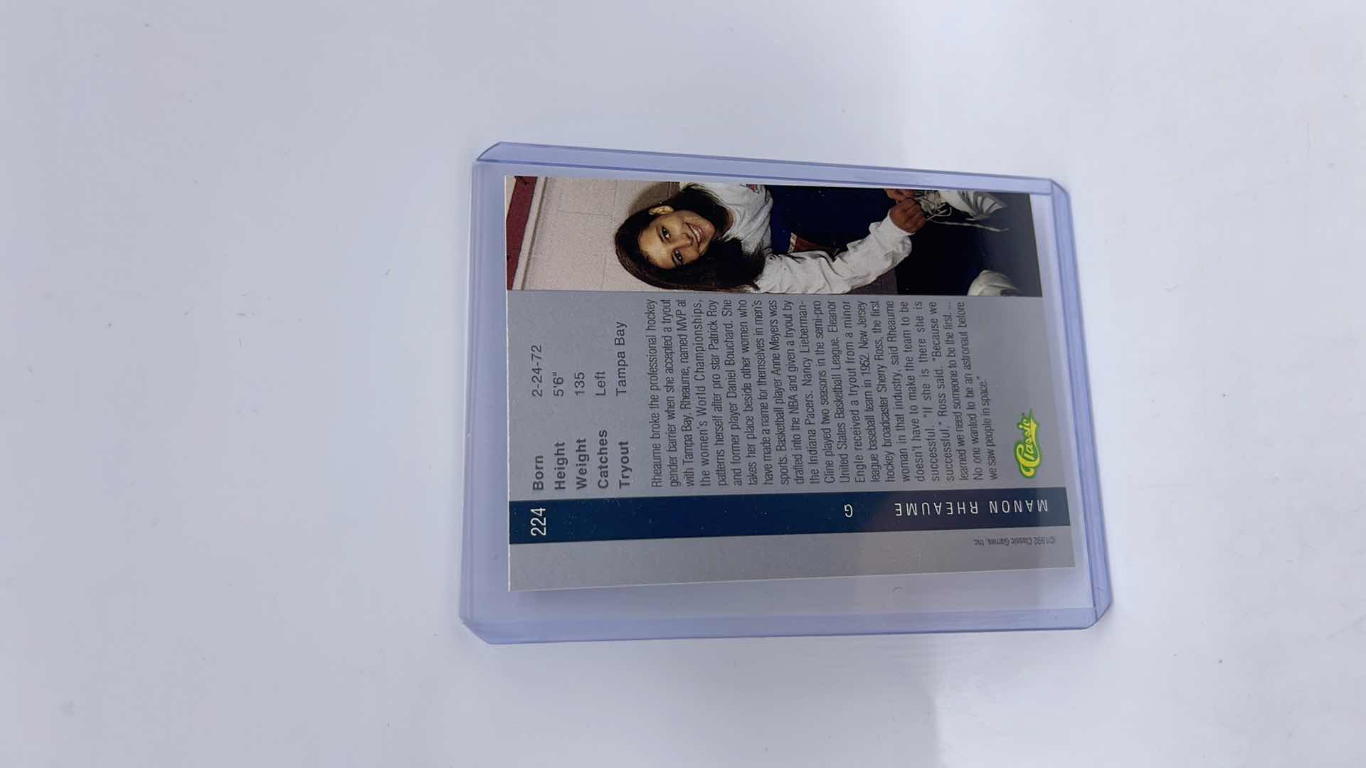 Photo 2 of RARE 1992 MANON RHEAUME CLASSIC ROOKIE CARD 224