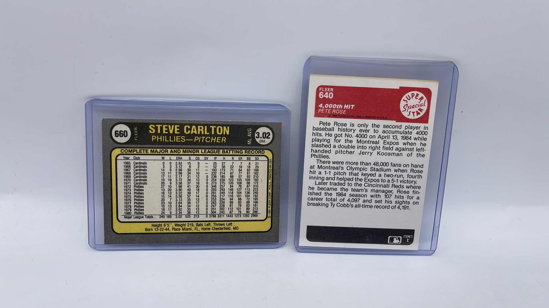 Photo 1 of PETE ROSE AND STEVE CARLTON COLLECTOR CARDS