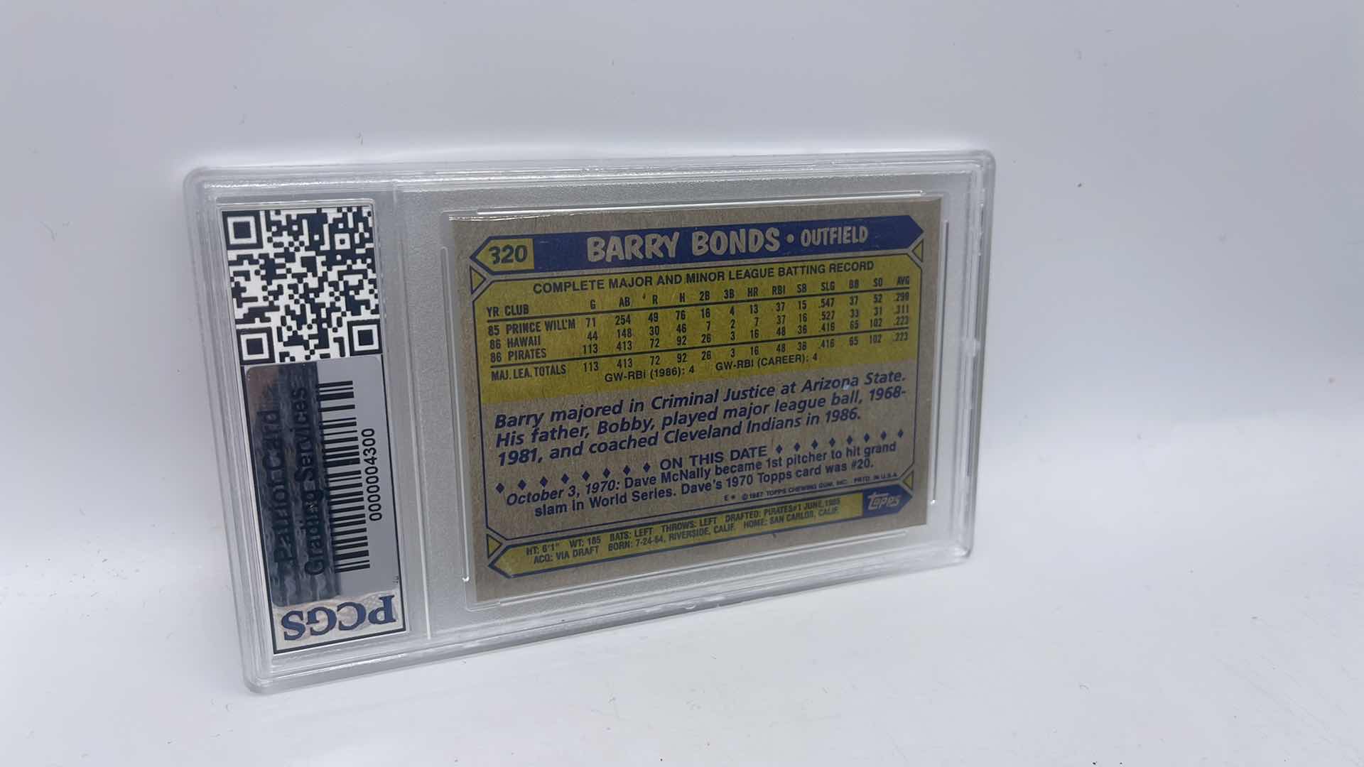 Photo 1 of RARE 2007 BARRY BONDS ROOKIE ERROR CARD 320 RATED 10