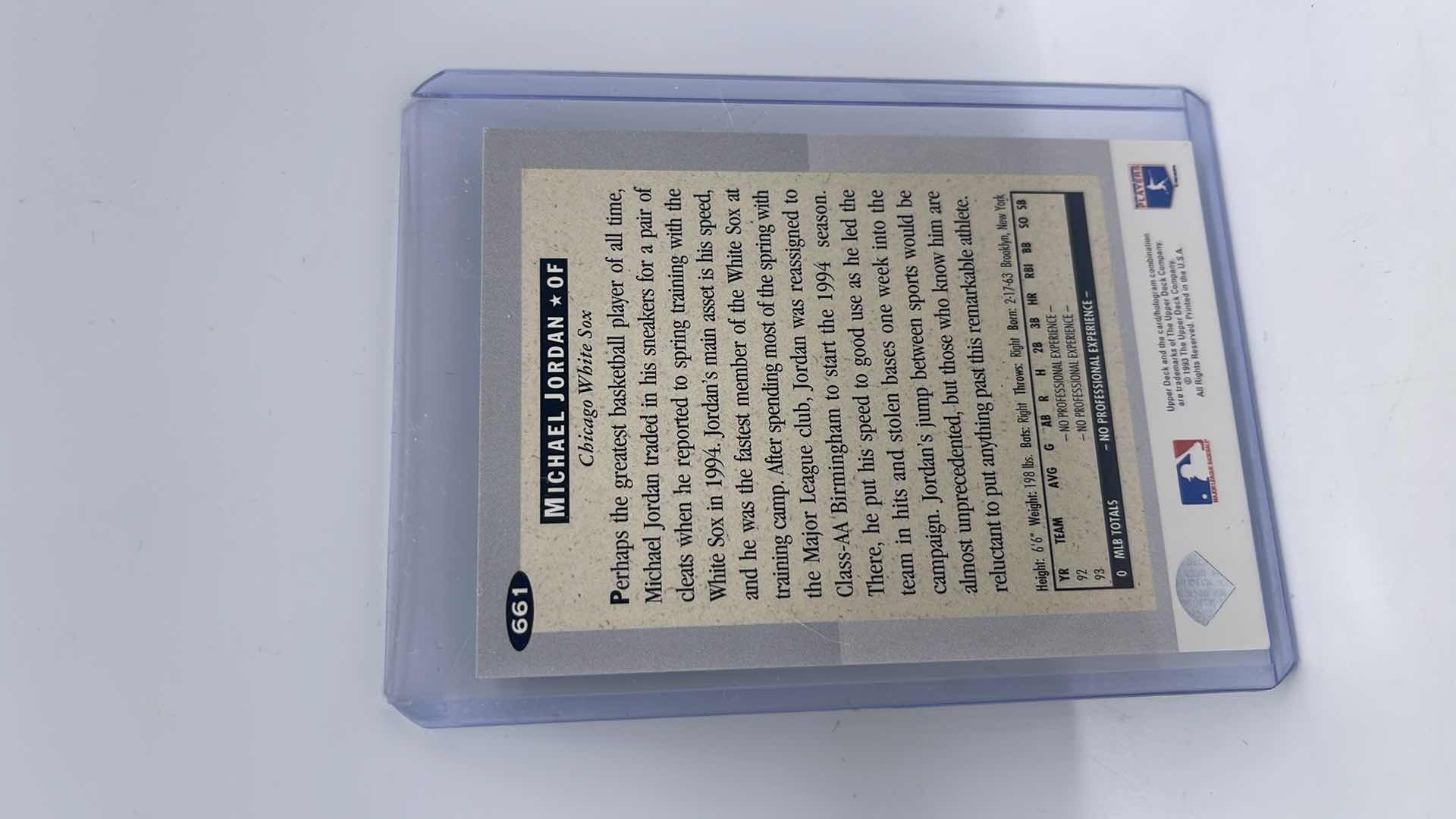 Photo 1 of 1994 MICHAEL JORDAN UPPER DECK MLB ROOKIE CARD 661