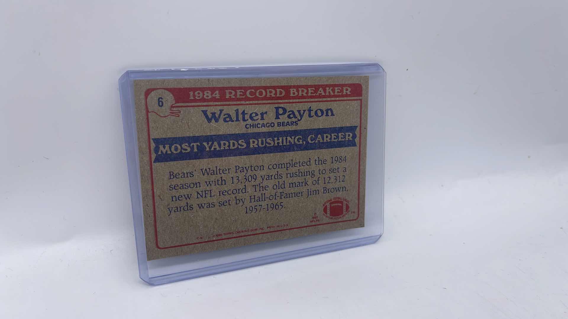 Photo 1 of 1985 WALTER PAYTON TOPPS RECORD BREAKER CARD 6