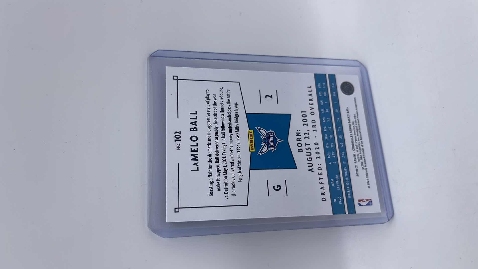 Photo 1 of 2020-21 LAMELO BALL PANINI ROOKIE CARD 102