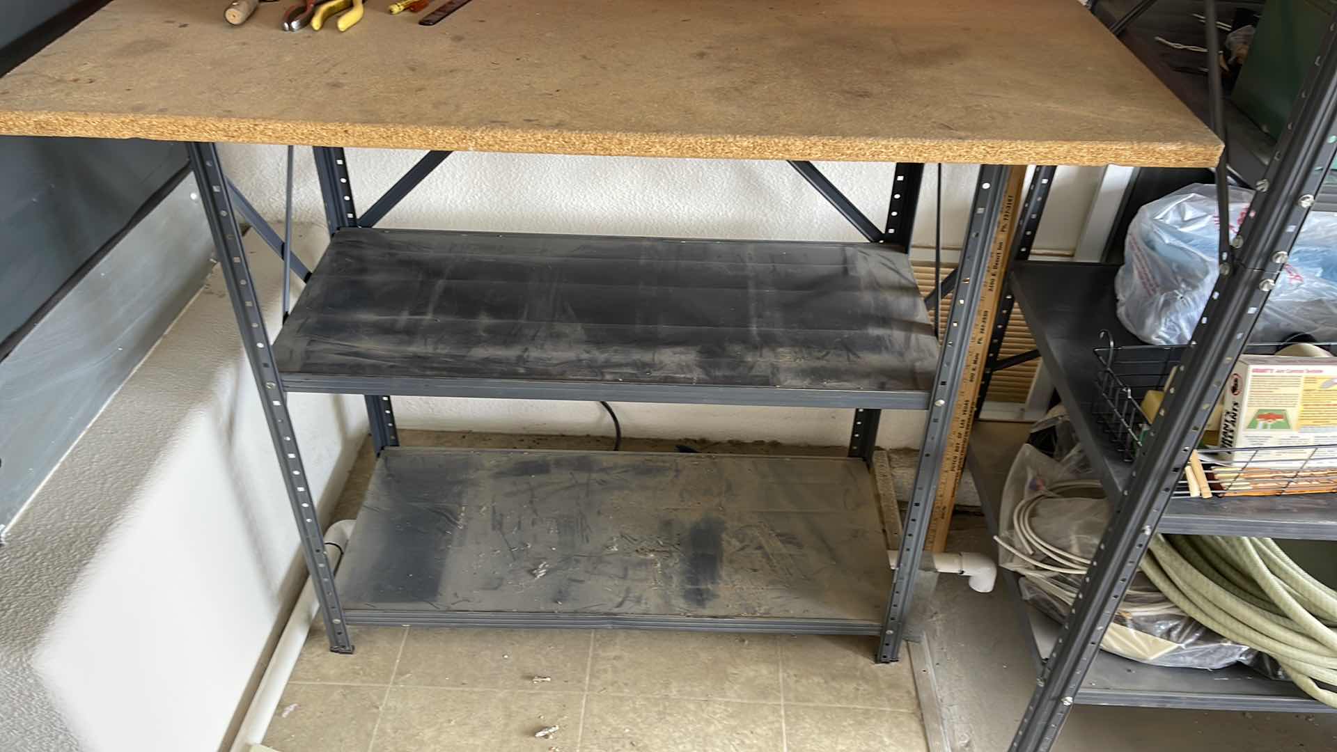 View 3 of METAL BASE 3 TIER WORK BENCH 46” X 21” H37” (CONTENTS INCLUDED)