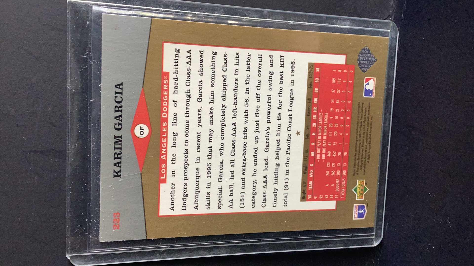 Photo 1 of 1996 KARIM GARCIA ROOKIE AUTOGRAPHED UPPER DECK #223