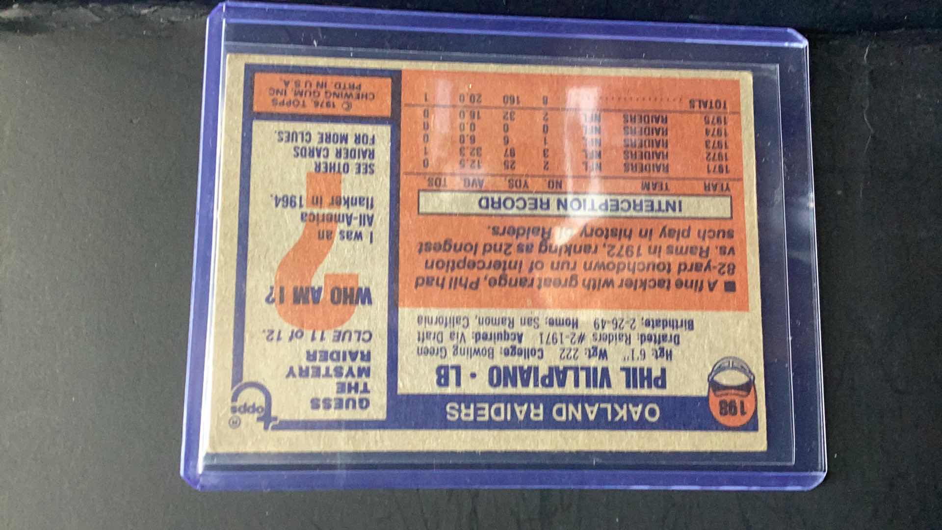 Photo 1 of 1976 PHIL VILLAPIANO TOPPS #198