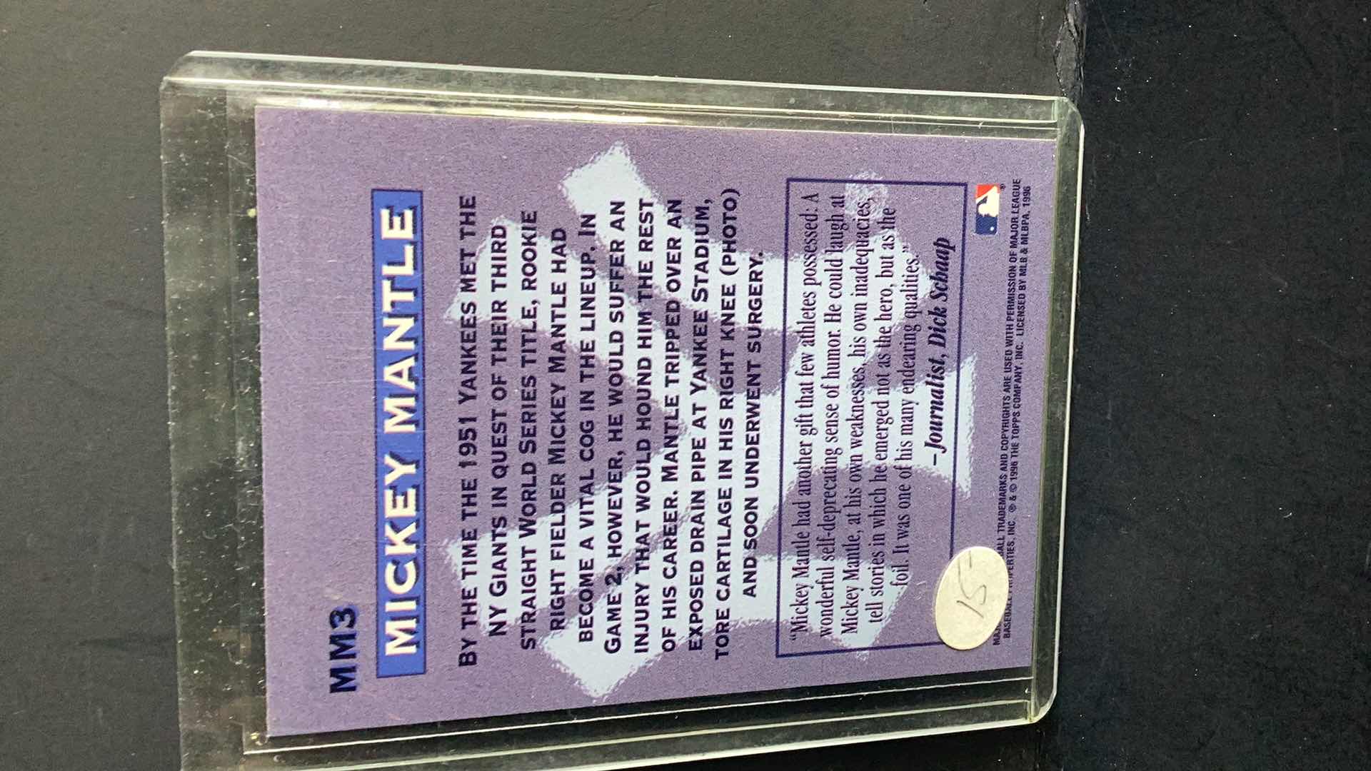 Photo 1 of 1996 MICKEY MANTLE TOPPS STADIUM CLUB CARD MM3