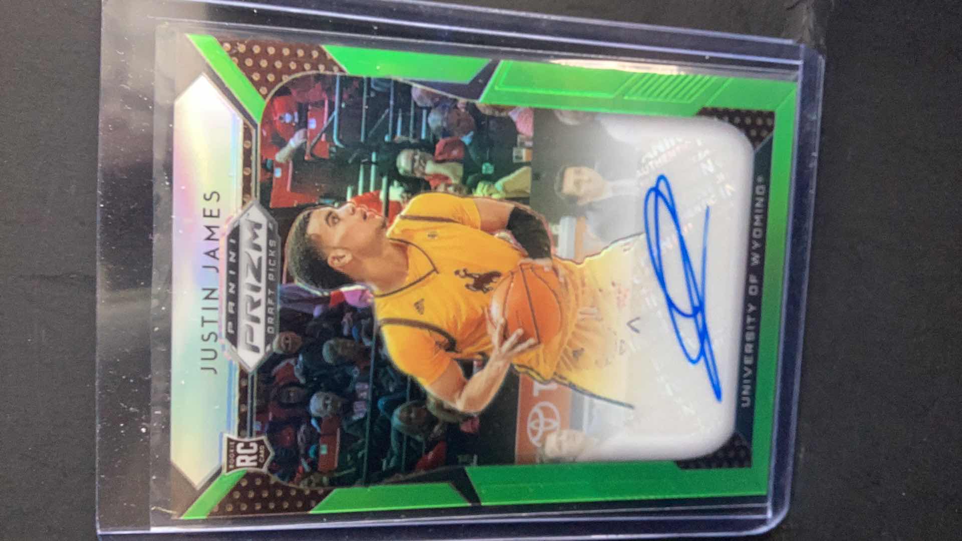 Photo 1 of 2019 PRIZM DRAFT PICKS JUSTIN JAMES GREEN CRACKED ICE AUTO RC #40