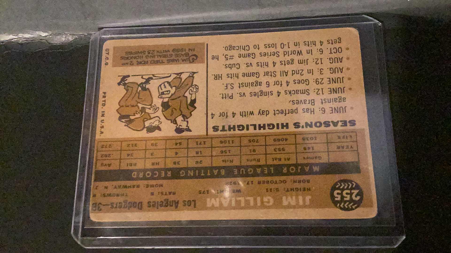 Photo 1 of 1960 JIM GILLIAM TOPPS #255