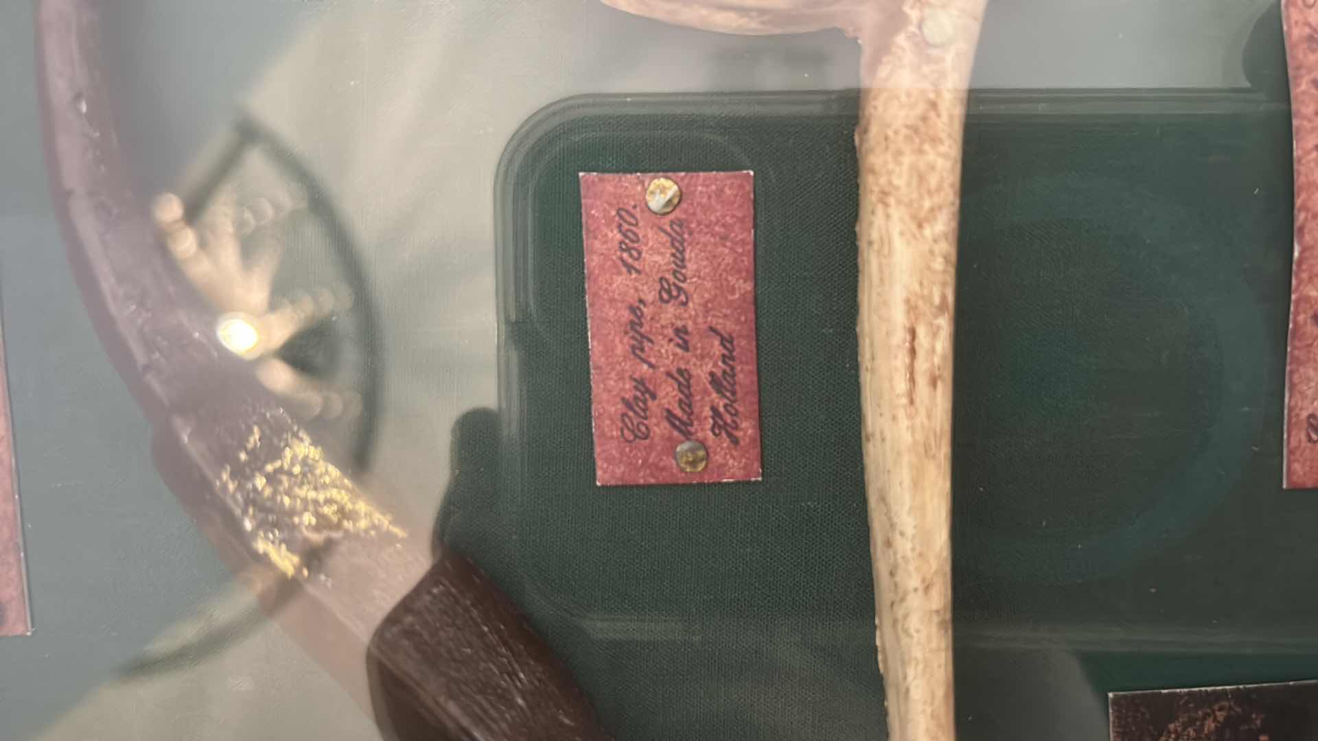 Photo 14 of DISTRESSED BLACK AND GOLD FRAMED SHADOW BOX WITH VINTAGE PIPES 20.5” x 11.25”