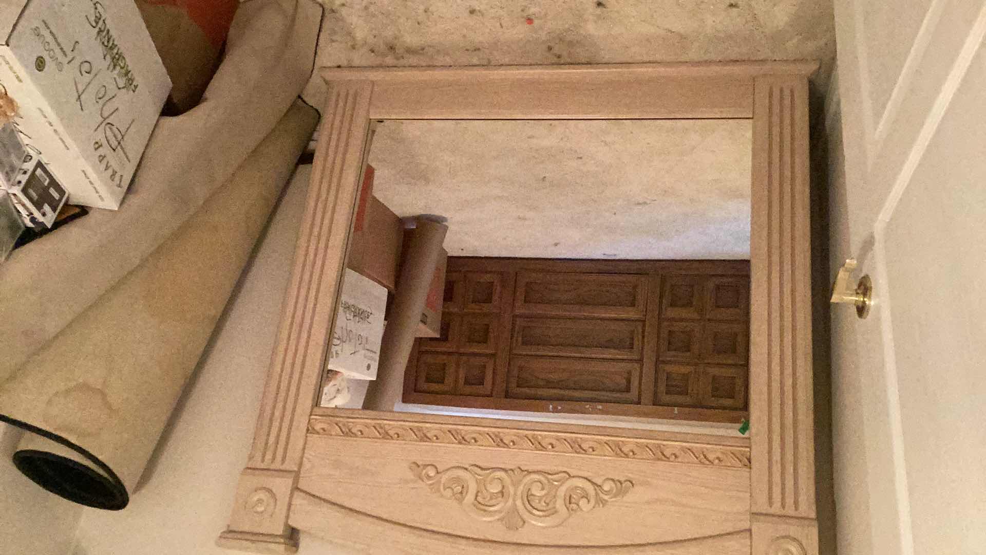 Photo 1 of LARGE WOODEN DRESSER WITH MIRROR 65" X 17" H 23"