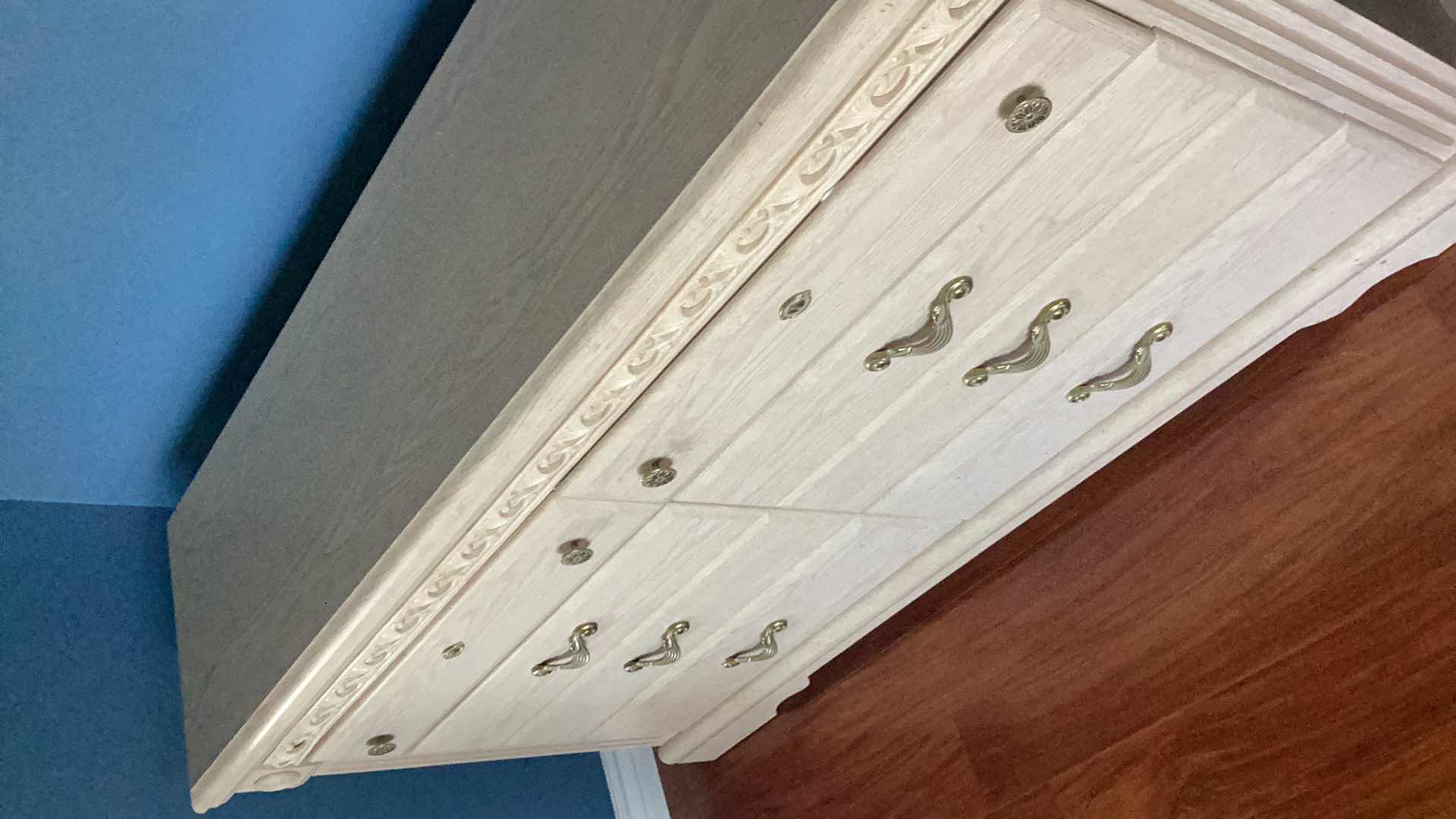 Photo 1 of LARGE WOODEN DRESSER WITH MIRROR 65" X 17" H 23"