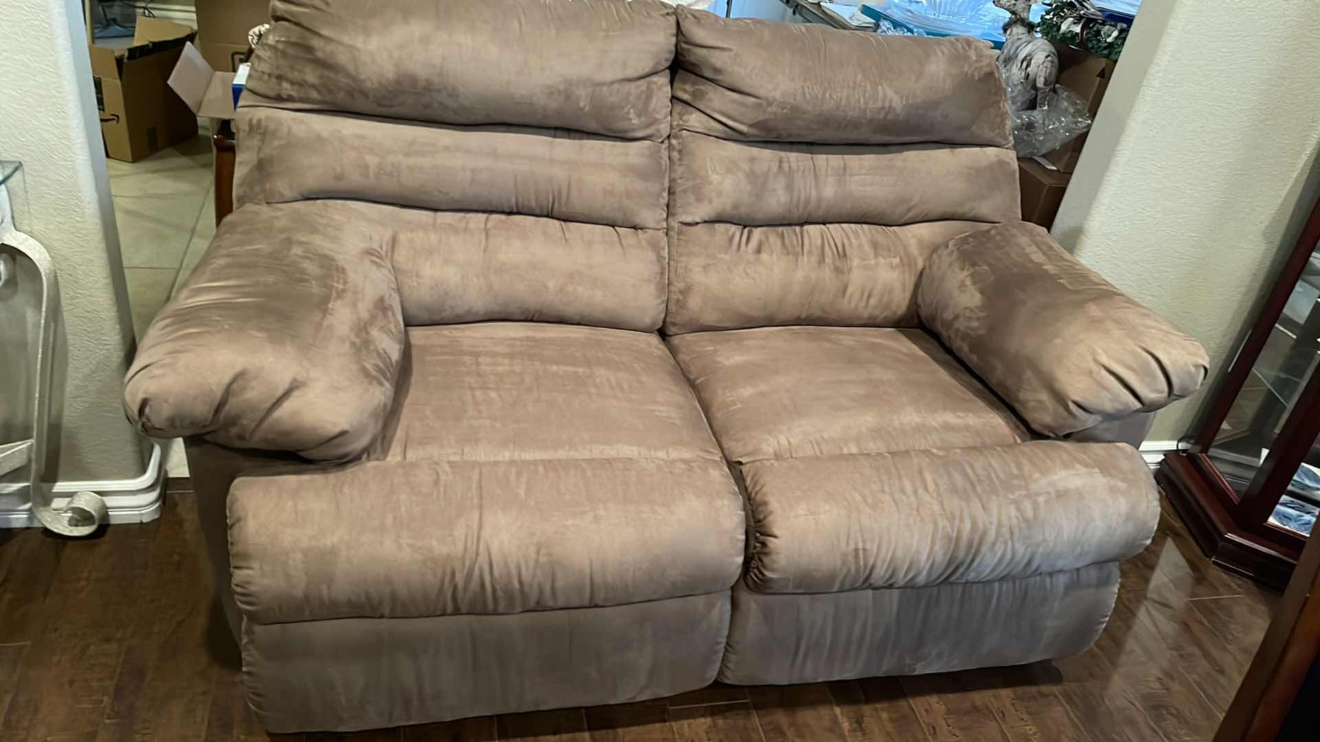 Photo 1 of MICROFIBER TAN DOUBLE RECLINING LOVESEAT 
64”X 38” X 36