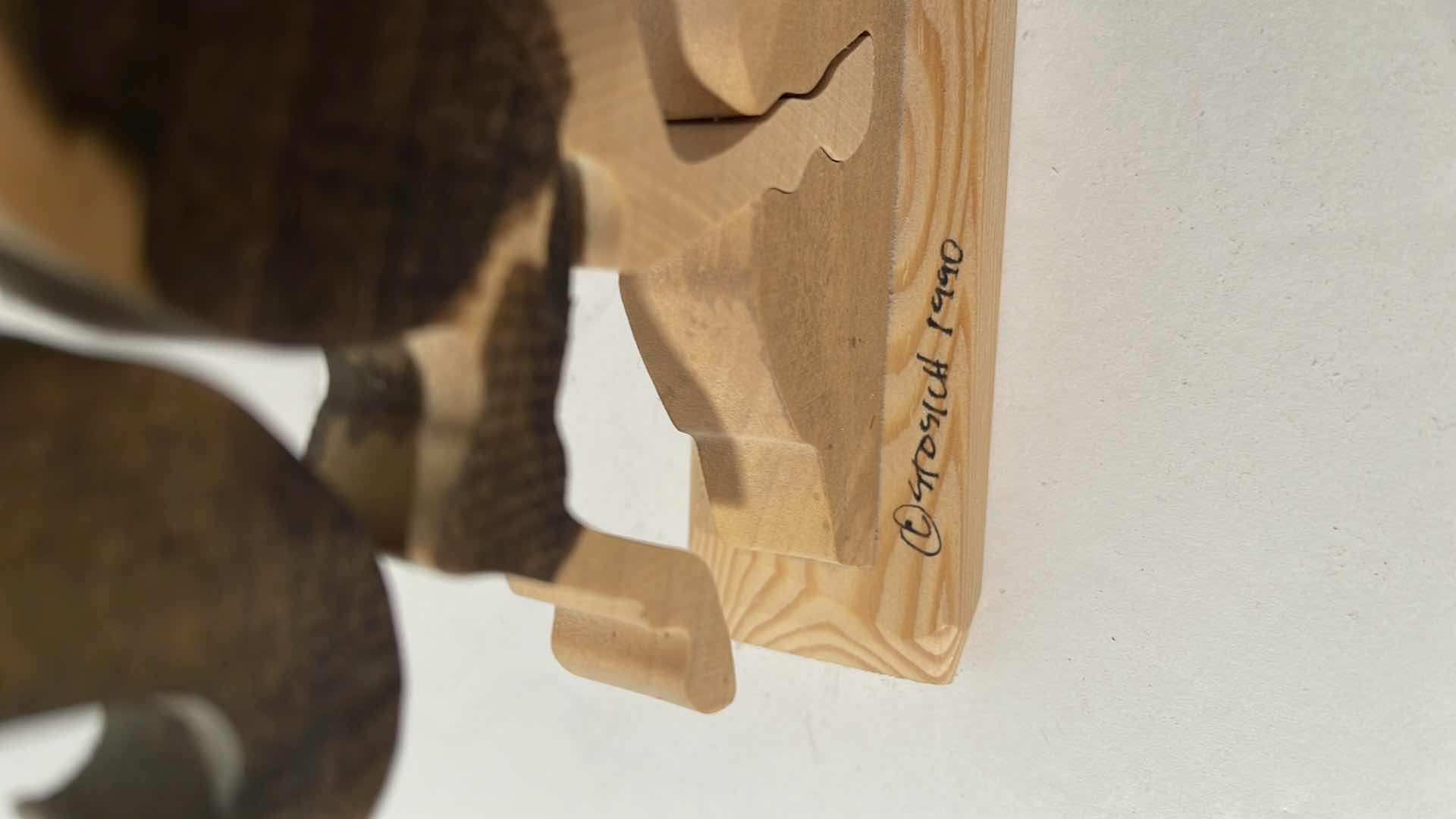 Photo 1 of 1990 STOSICH WOODLOCK NATIVE AMERICAN SIGNED HANDCRAFTED UNIQUE WOOD PUZZLE ART 14”