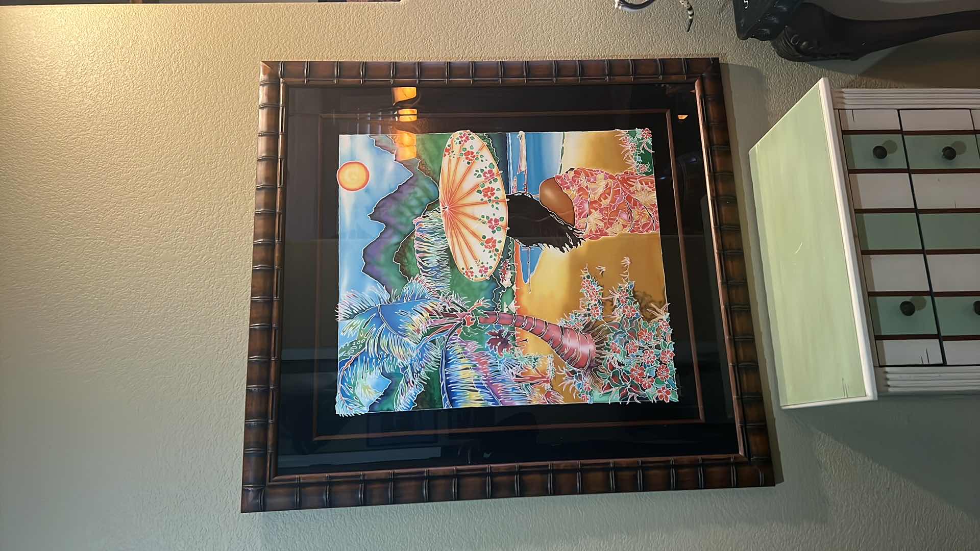 Photo 8 of MAHOGANY FRAMED "TROPICAL" ARTIST SIGNED & NUMBERED ARTWORK  41” x 45”