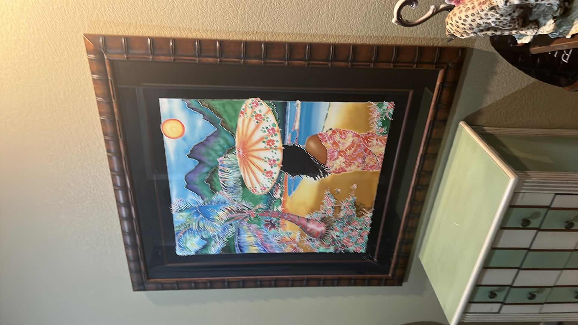 Photo 4 of MAHOGANY FRAMED "TROPICAL" ARTIST SIGNED & NUMBERED ARTWORK  41” x 45”