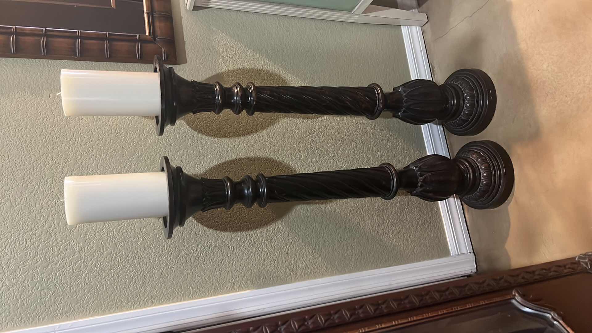 Photo 1 of 2-RESIN TALL CANDLEHOLDERS H36”