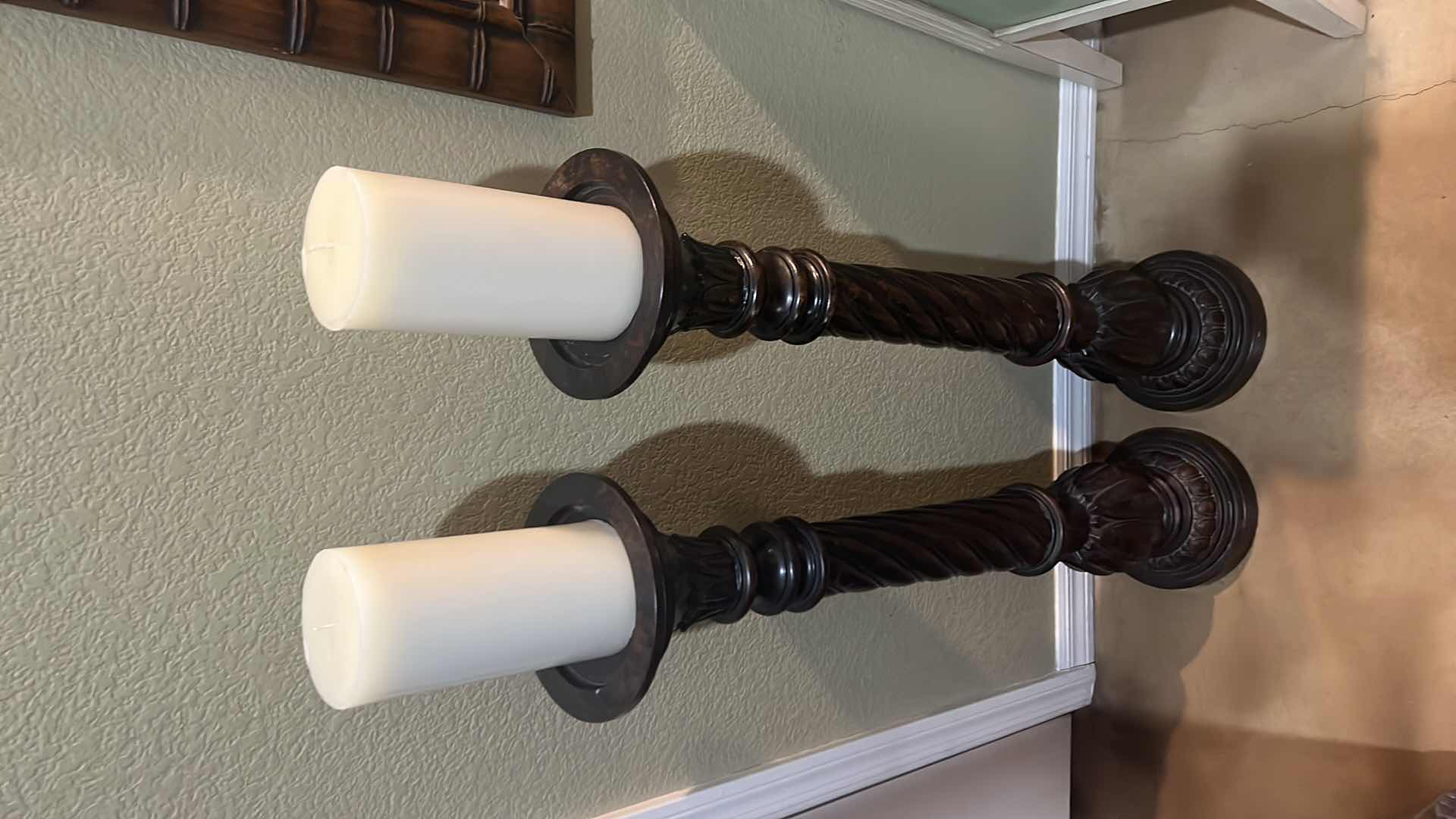 Photo 1 of 2-RESIN TALL CANDLEHOLDERS H36”