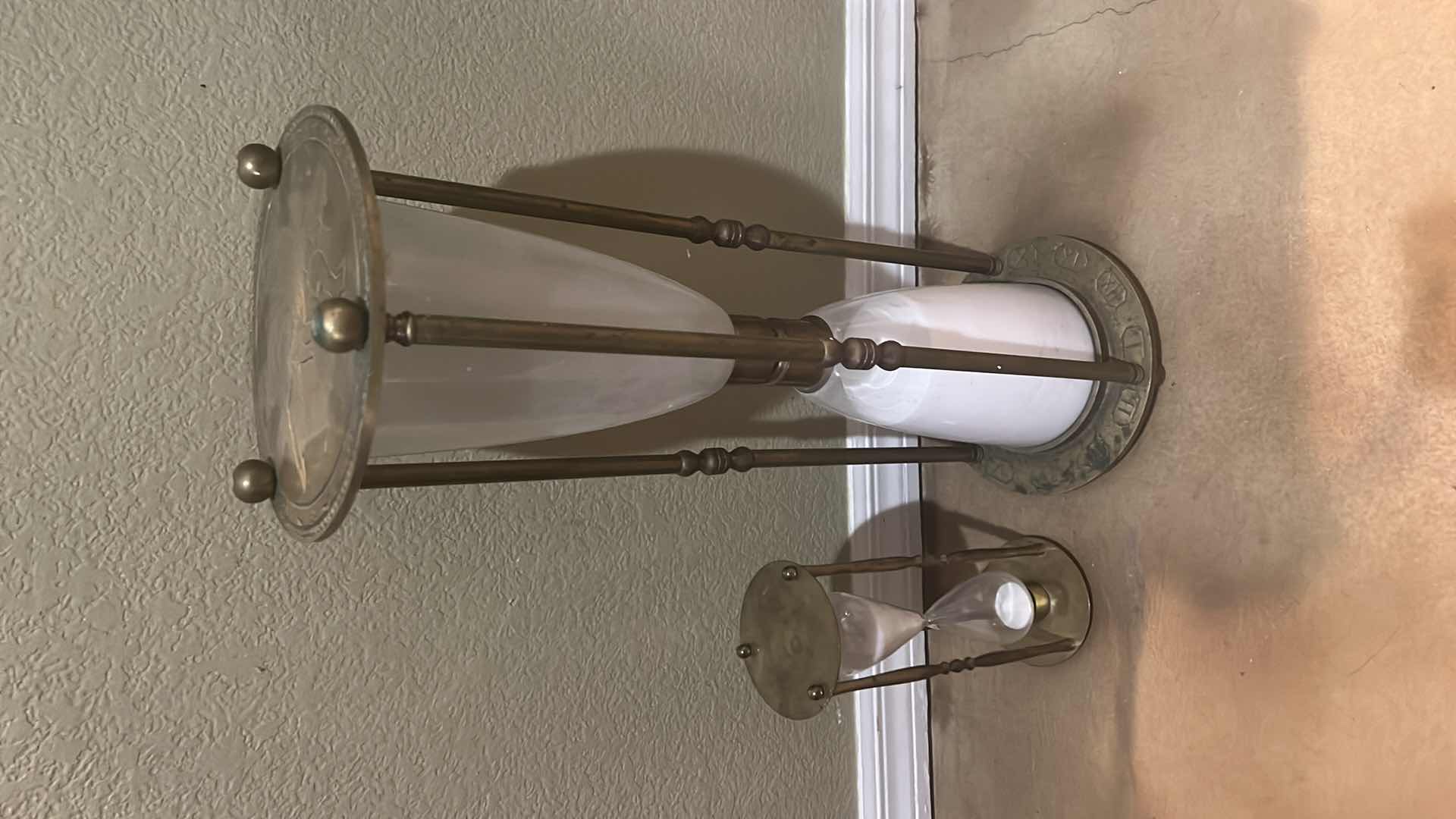 Photo 2 of 2-BRASS HOUR GLASSES (TALLEST H23”)