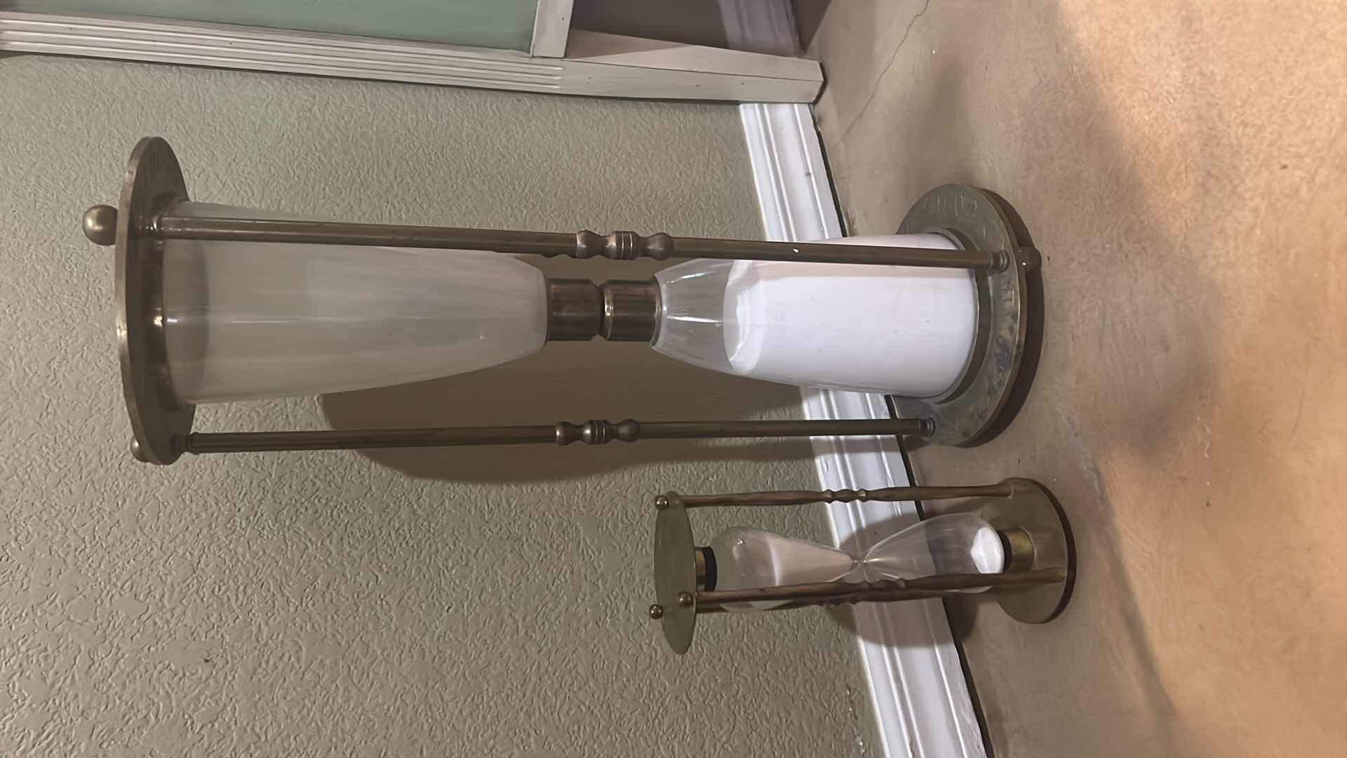 Photo 3 of 2-BRASS HOUR GLASSES (TALLEST H23”)