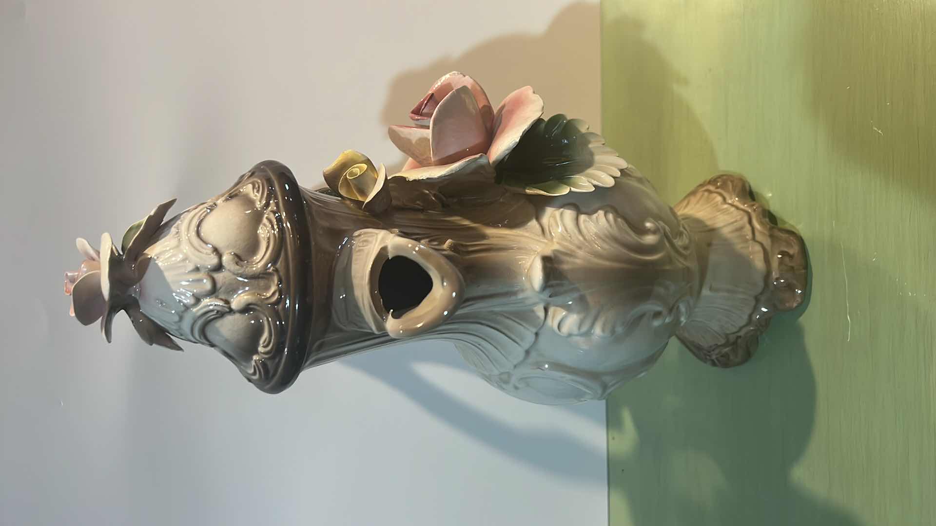 Photo 1 of NUOVA ITALIAN CAPODIMONTE PITCHER VASE W. LID H16”