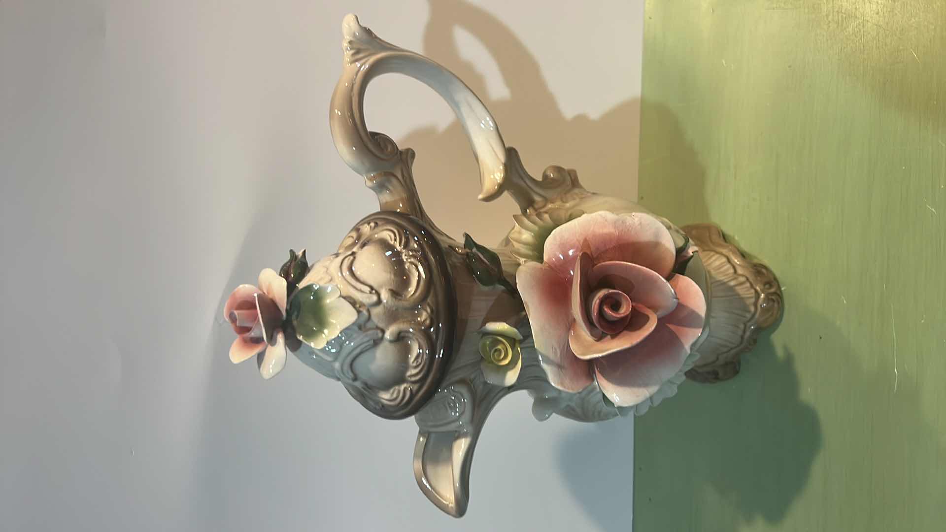 Photo 1 of NUOVA ITALIAN CAPODIMONTE PITCHER VASE W. LID H16”