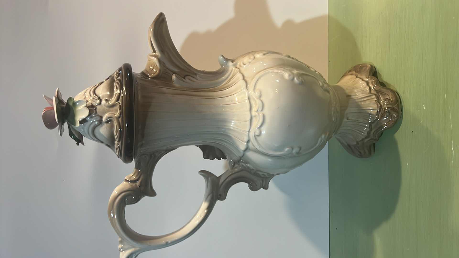 Photo 1 of NUOVA ITALIAN CAPODIMONTE PITCHER VASE W. LID H16”