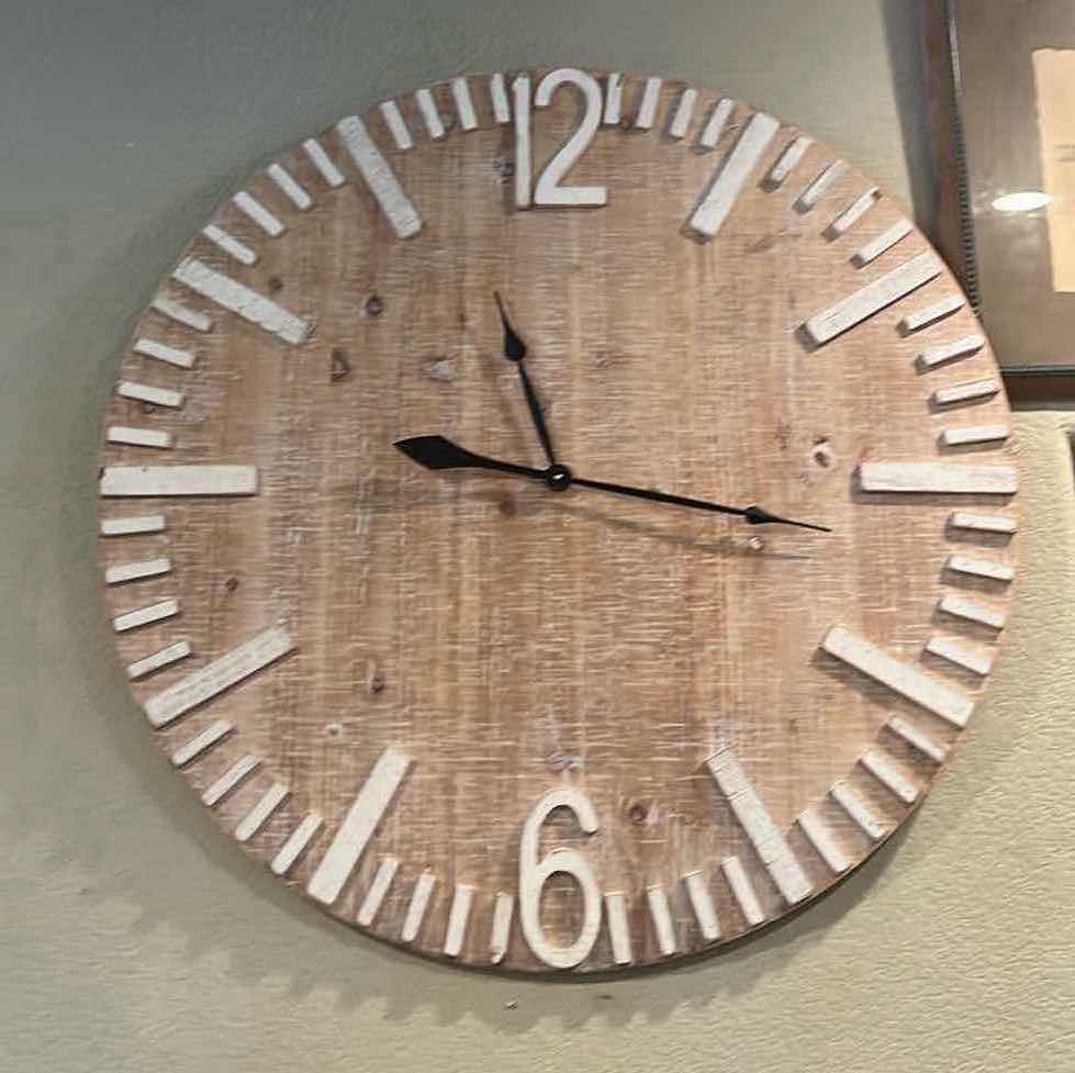 Photo 1 of 34” ROUND WOOD WALL CLOCK
