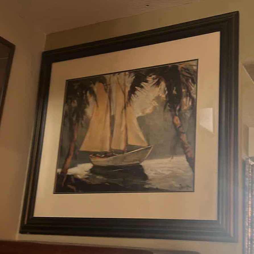 Photo 1 of FRAMED “SAILBOAT” ARTWORK ARTIST SIGNED 40” x 36”