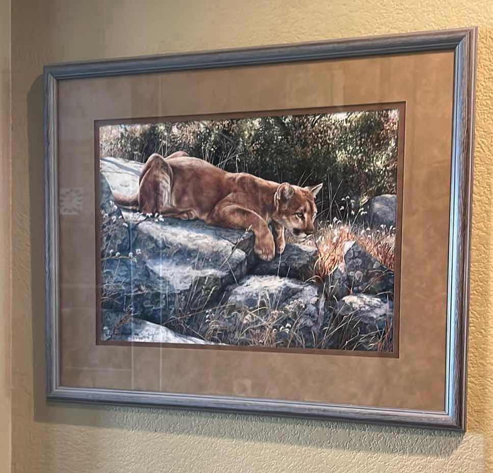 Photo 1 of 1998 FRAMED “CAT” ARTWORK ARTIST SIGNED 28” x 23”