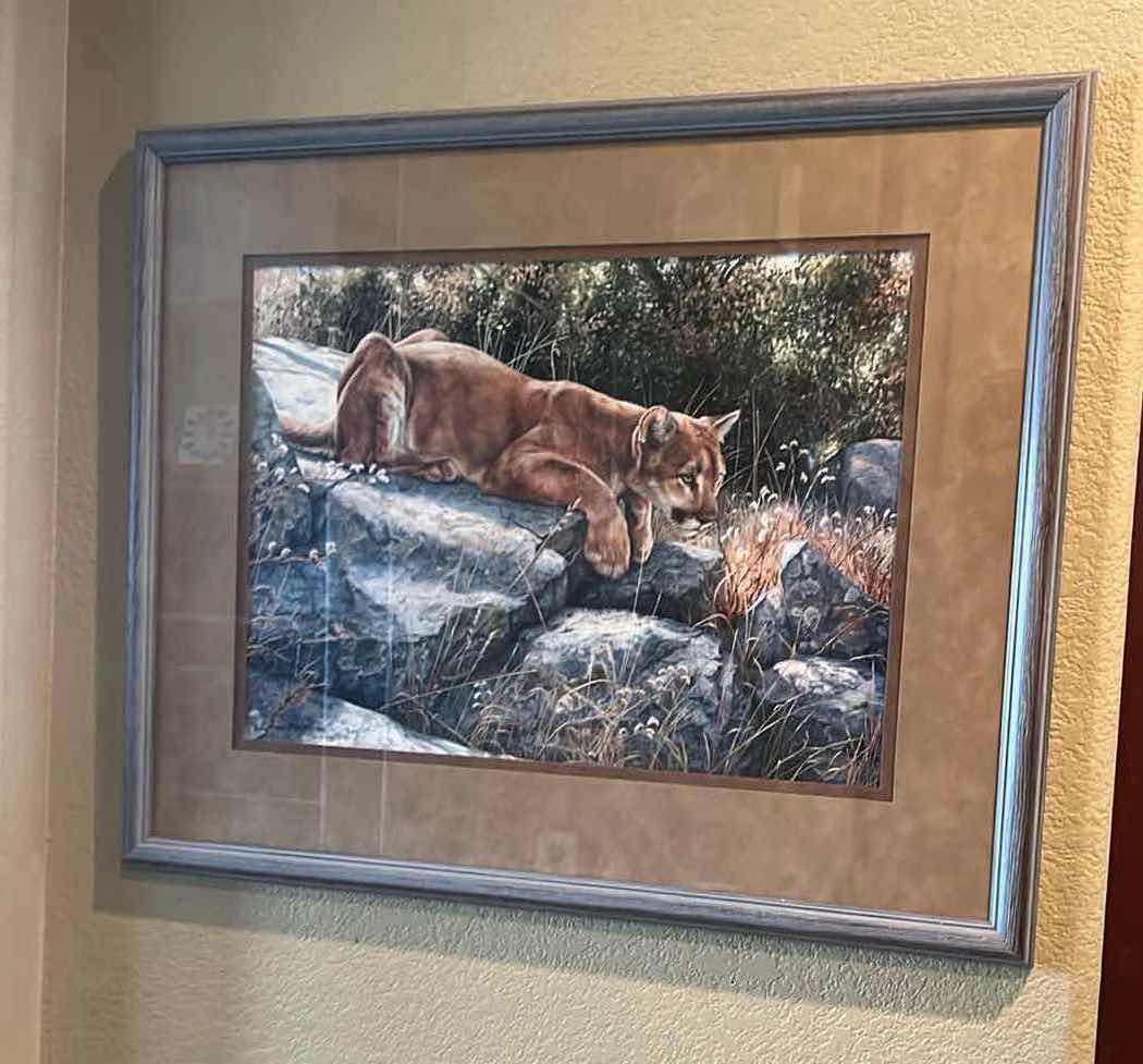 Photo 1 of 1998 FRAMED “CAT” ARTWORK ARTIST SIGNED 28” x 23”