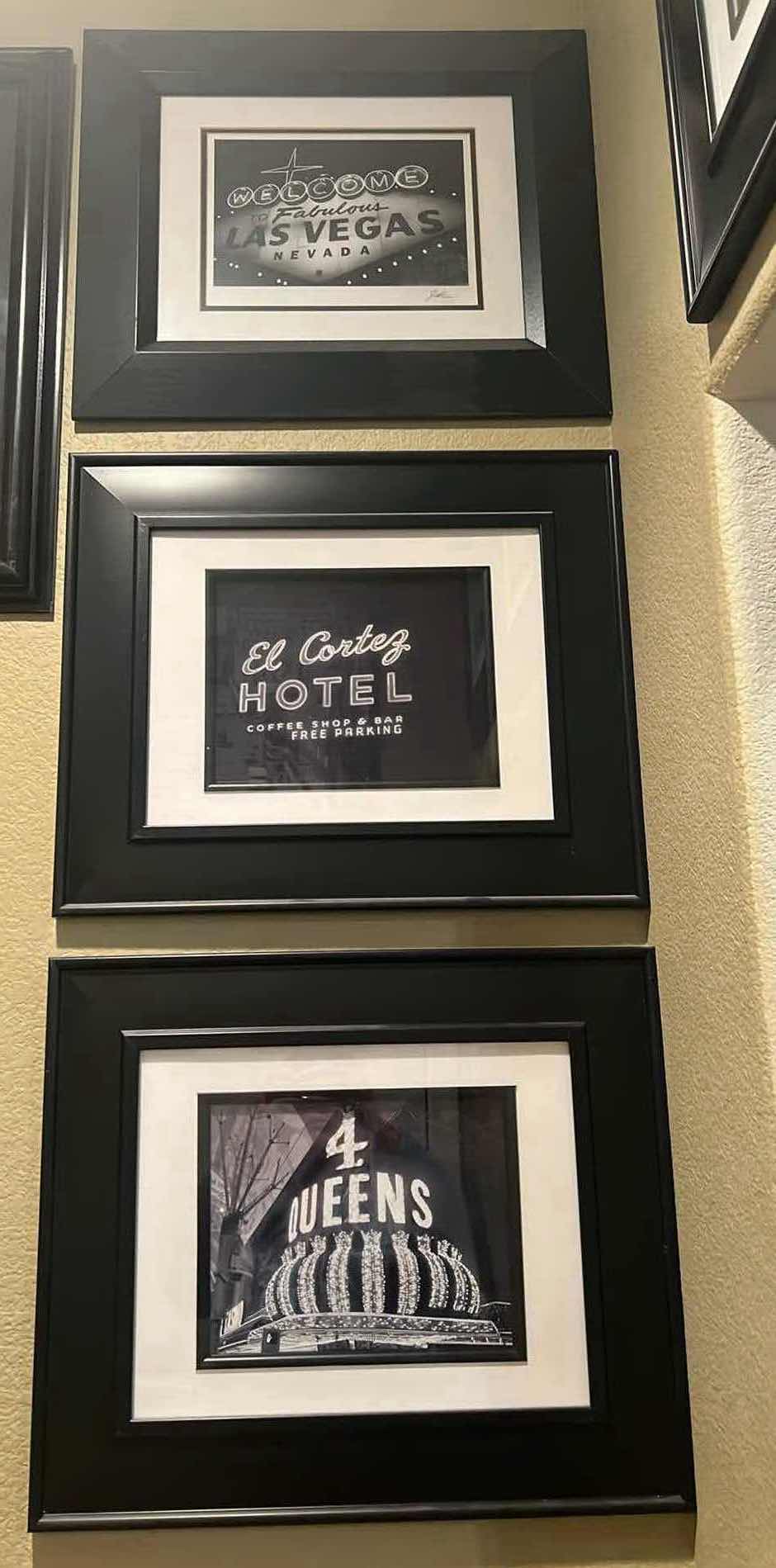 Photo 1 of 3-BLACK FRAMED “LAS VEGAS CASINO” ARTWORKS 19” x 16”