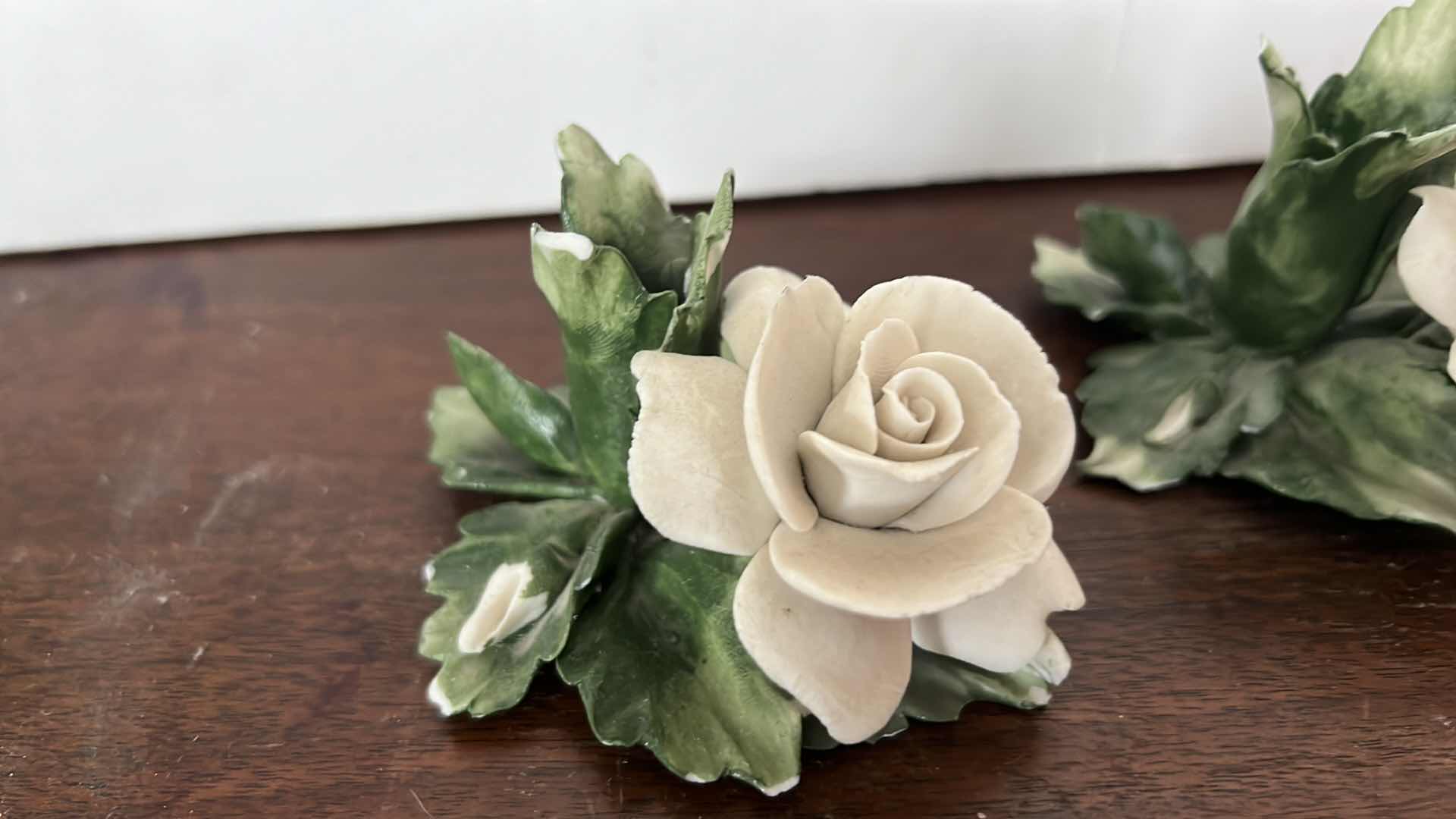 Photo 2 of 2-COLLECTIBLE PORCELAIN FLORAL CANDLEHOLDERS