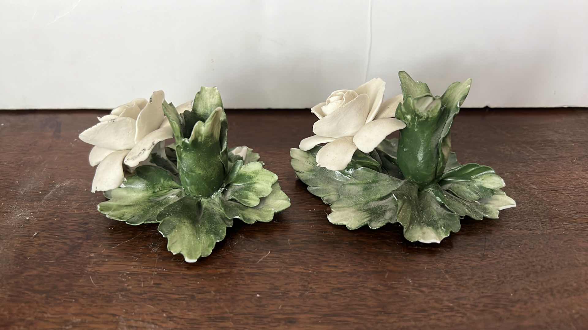 Photo 1 of 2-COLLECTIBLE PORCELAIN FLORAL CANDLEHOLDERS