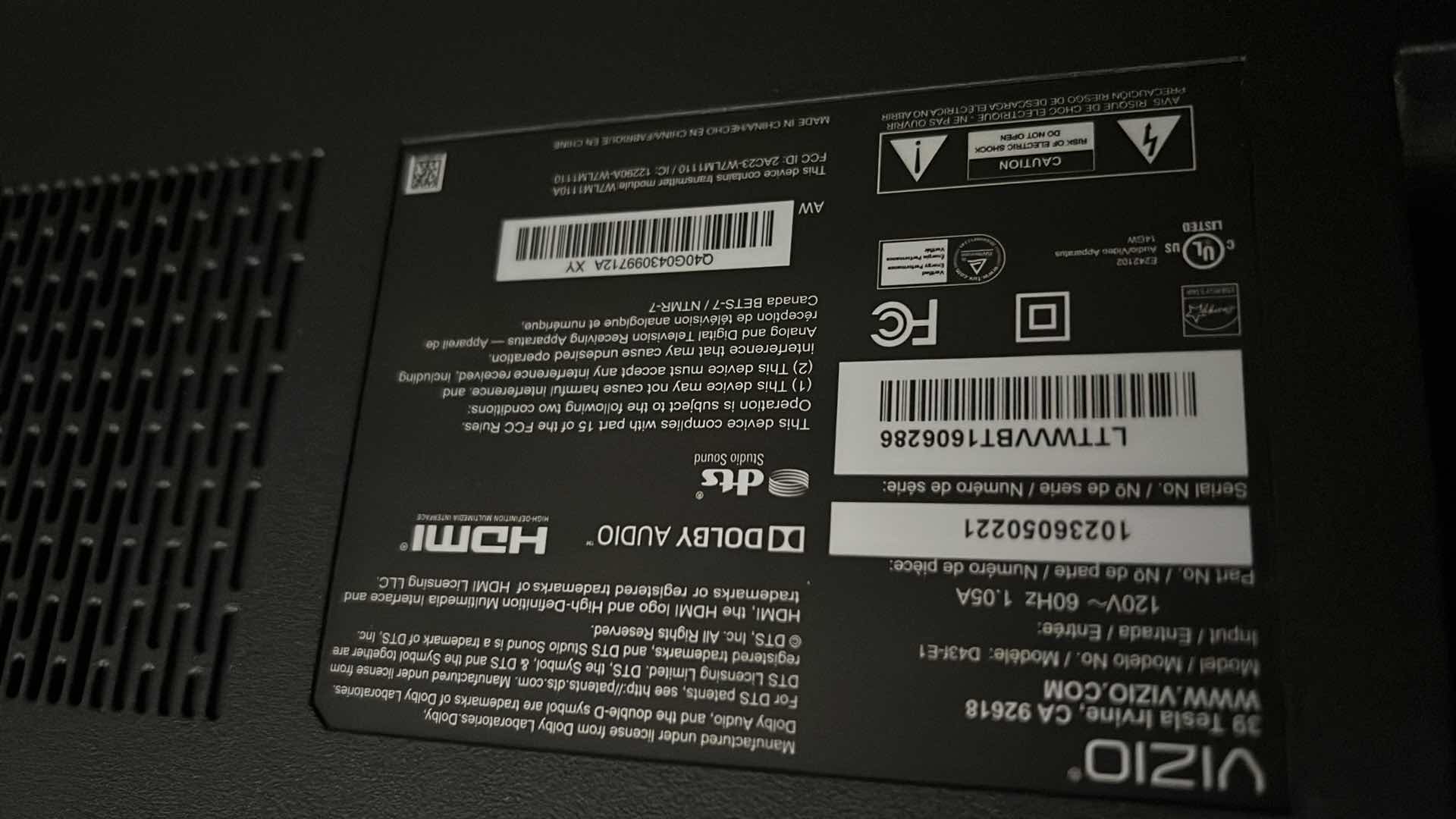 Photo 1 of 42” VIZIO HDMI TV