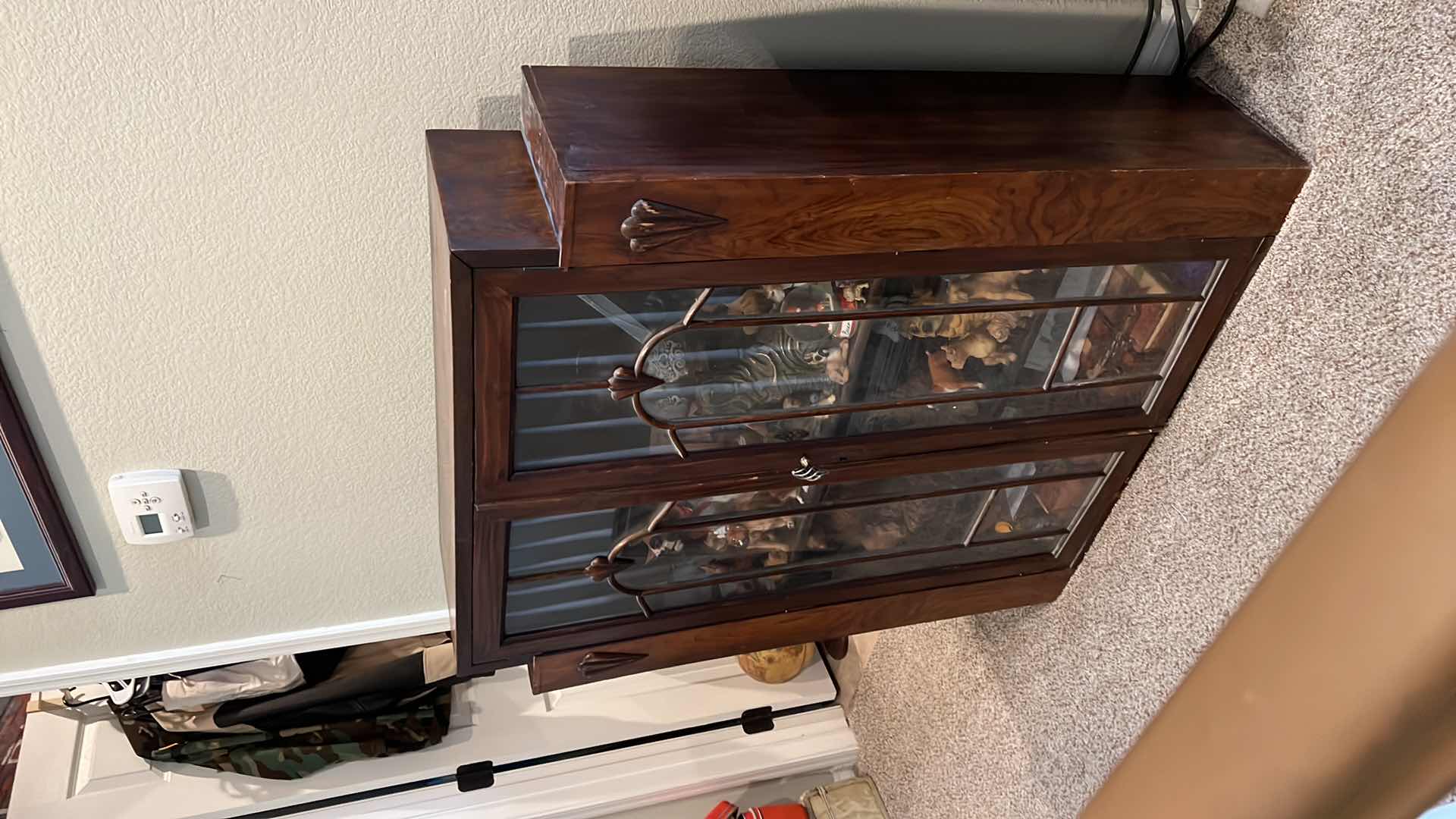 Photo 1 of ANTIQUE DARK WOOD CABINET 36” x 11” H43” (CONTENTS NIT INCLUDED)