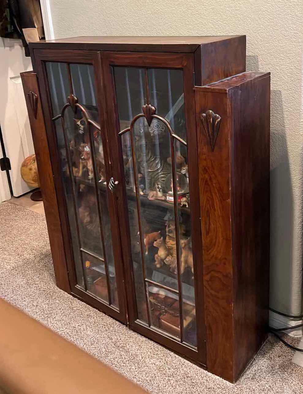 Photo 1 of ANTIQUE DARK WOOD CABINET 36” x 11” H43” (CONTENTS NIT INCLUDED)