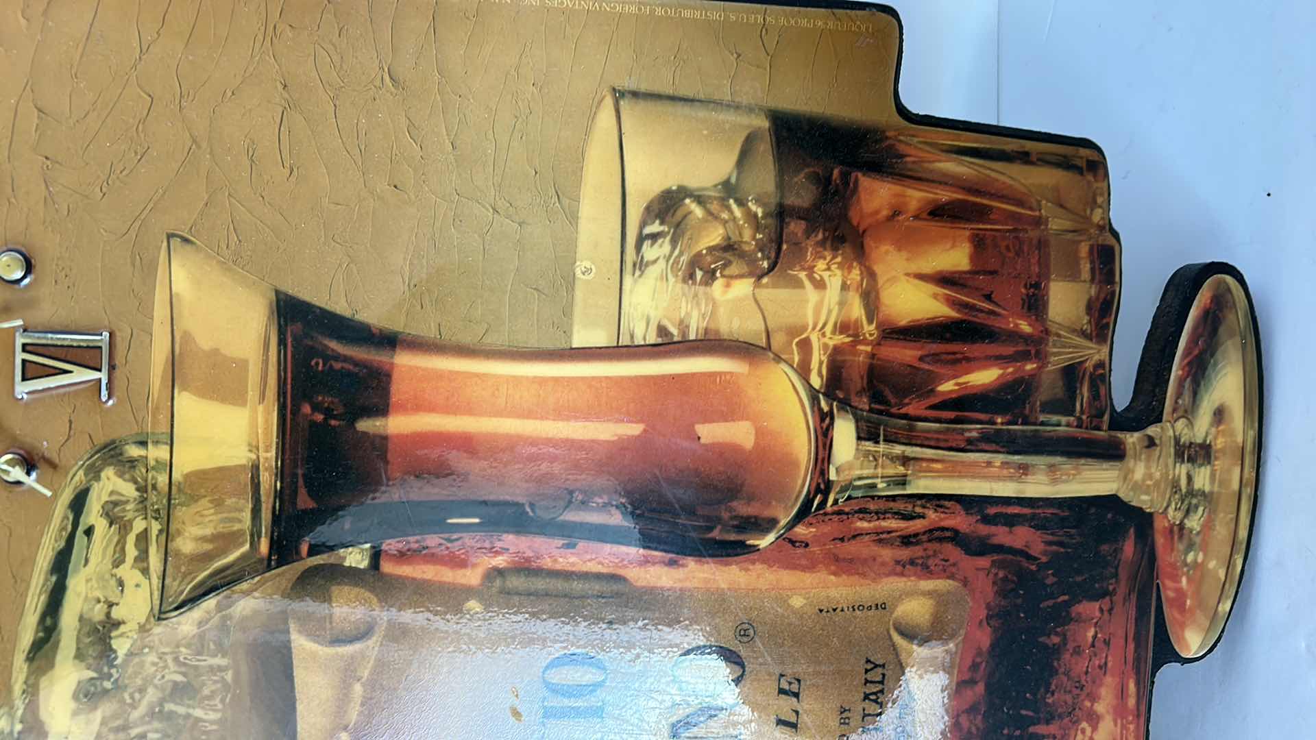 Photo 1 of VINTAGE 1983 LACQUERED WOOD AMARETTO CLOCK 15” x 20 1/2