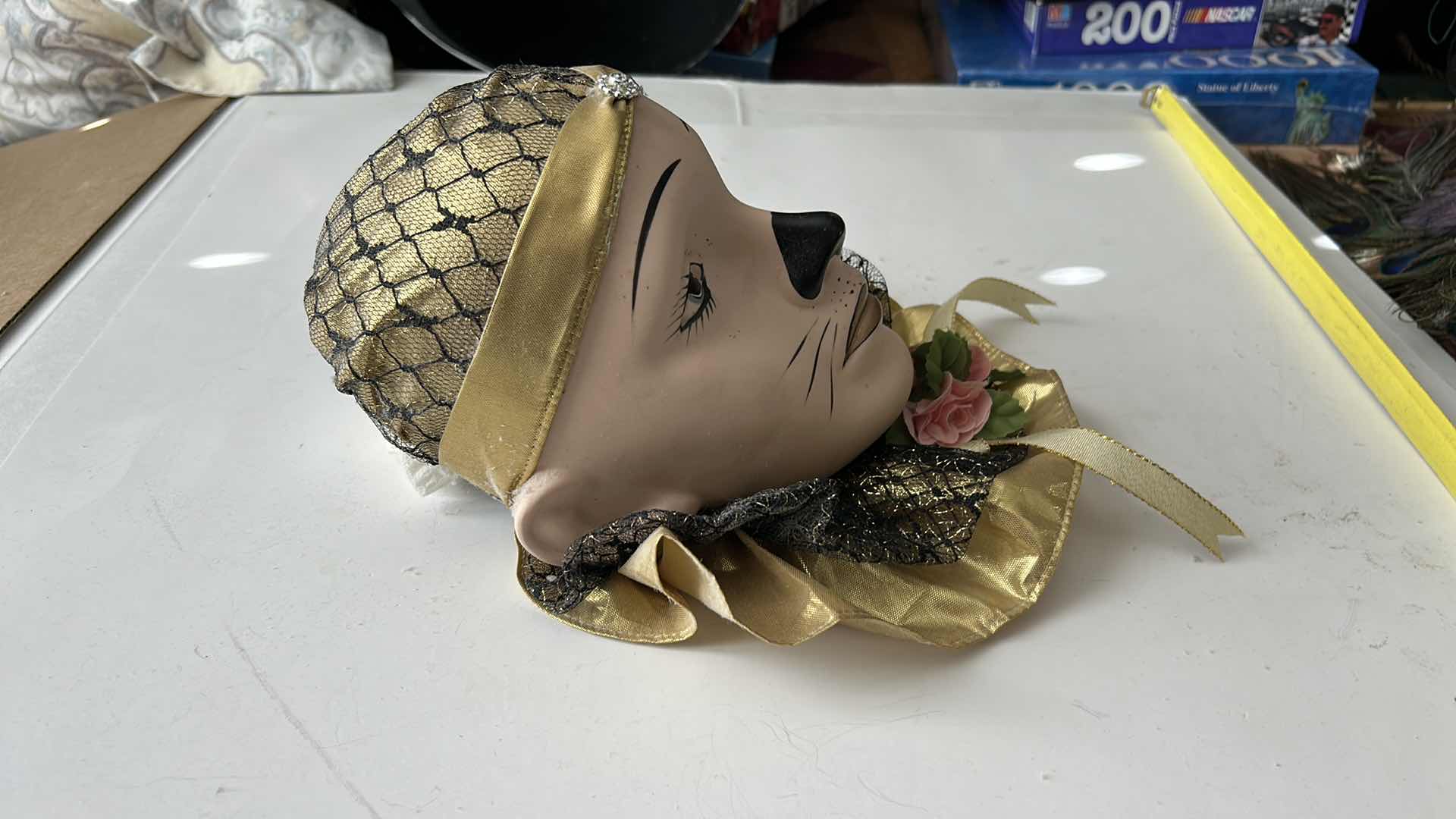 Photo 4 of PORCELAIN HANDPAINTED HARLEQUIN WALL DECOR 10” x 10”