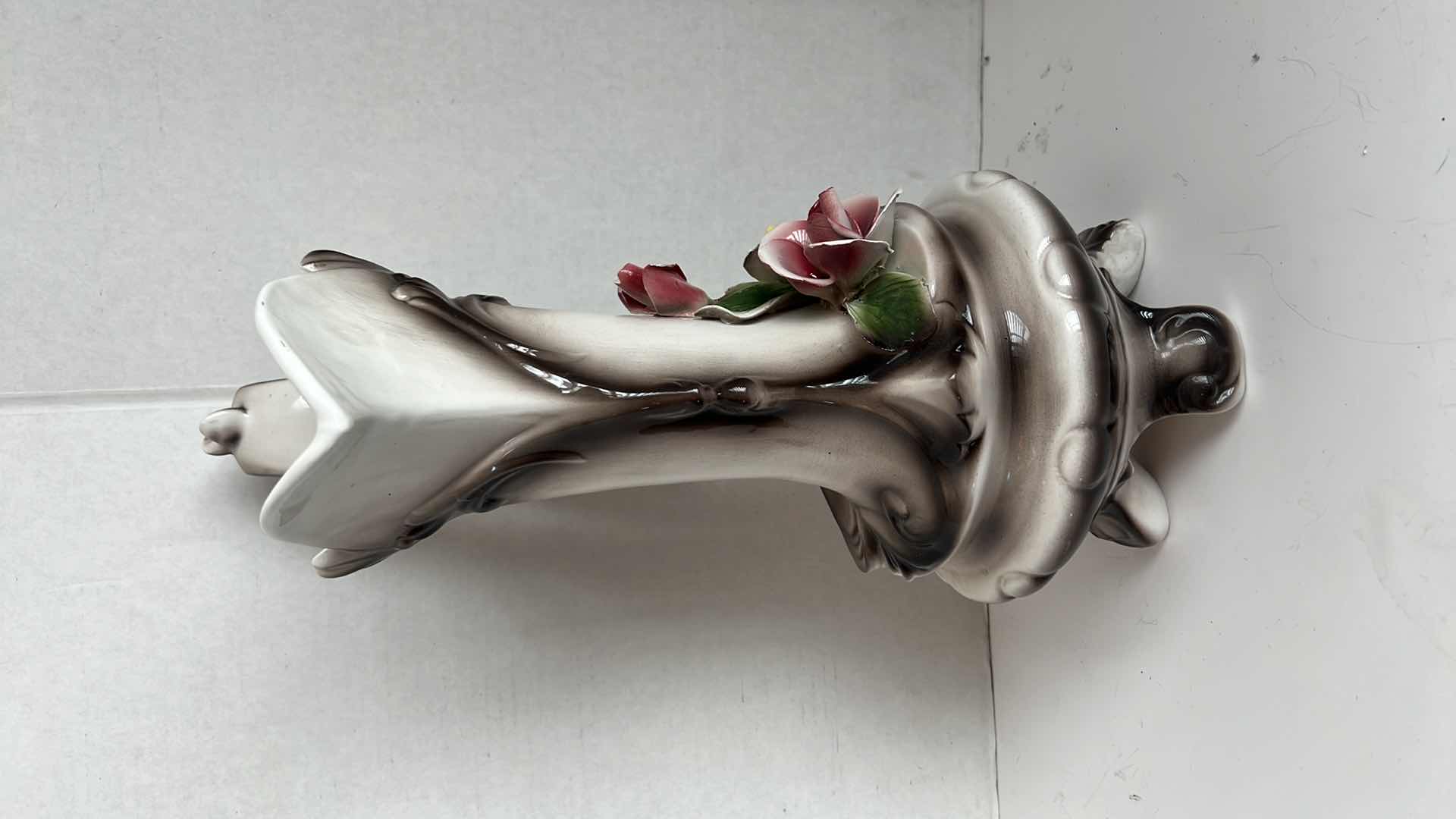 Photo 1 of CAPODIMONTE PORCELAIN FLORAL PITCHER VASE H15.5”