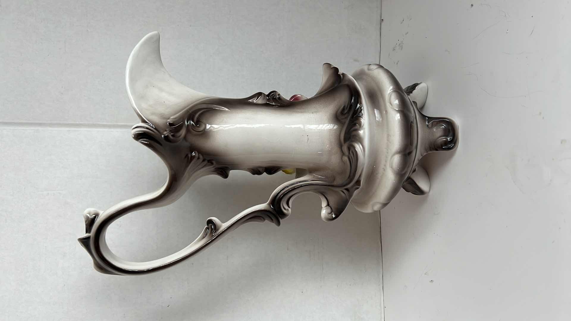 Photo 4 of CAPODIMONTE PORCELAIN FLORAL PITCHER VASE H15.5”